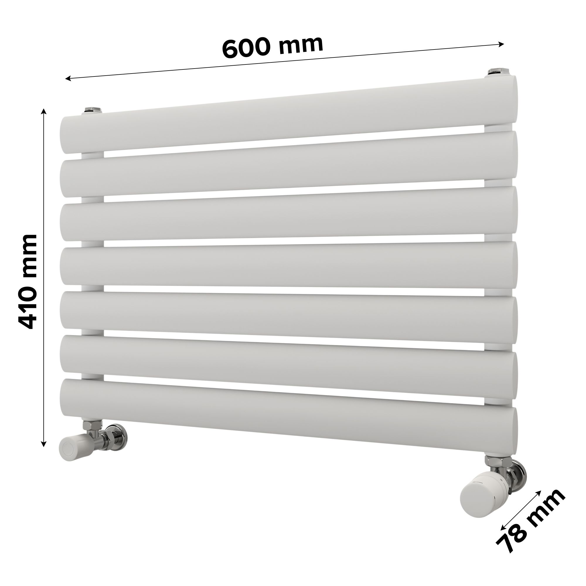 Ximax Champion Satin white Horizontal Designer Radiator, (W)600mm x (H)410mm