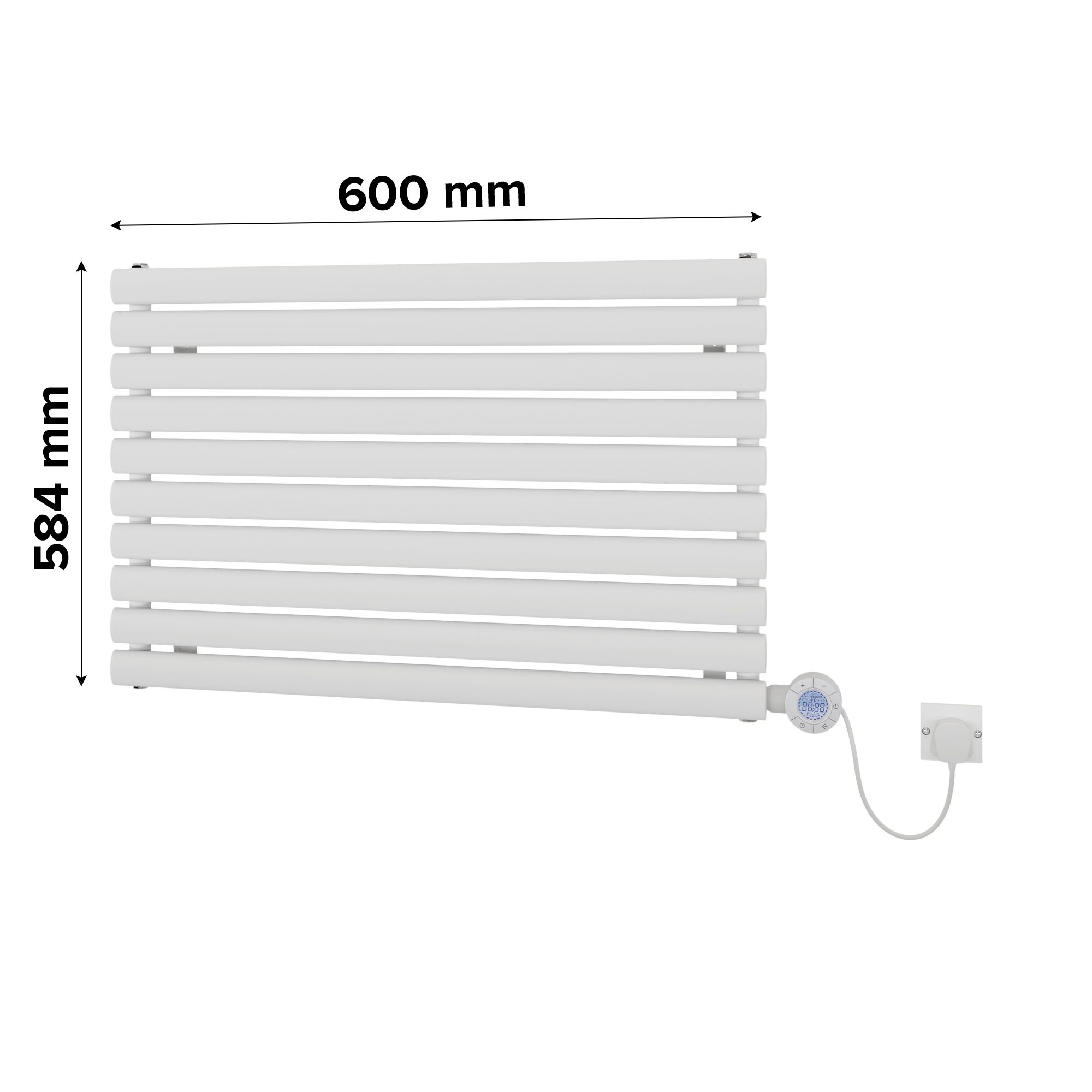 Ximax Champion Satin white Horizontal Designer Radiator, (W)600mm x (H)584mm