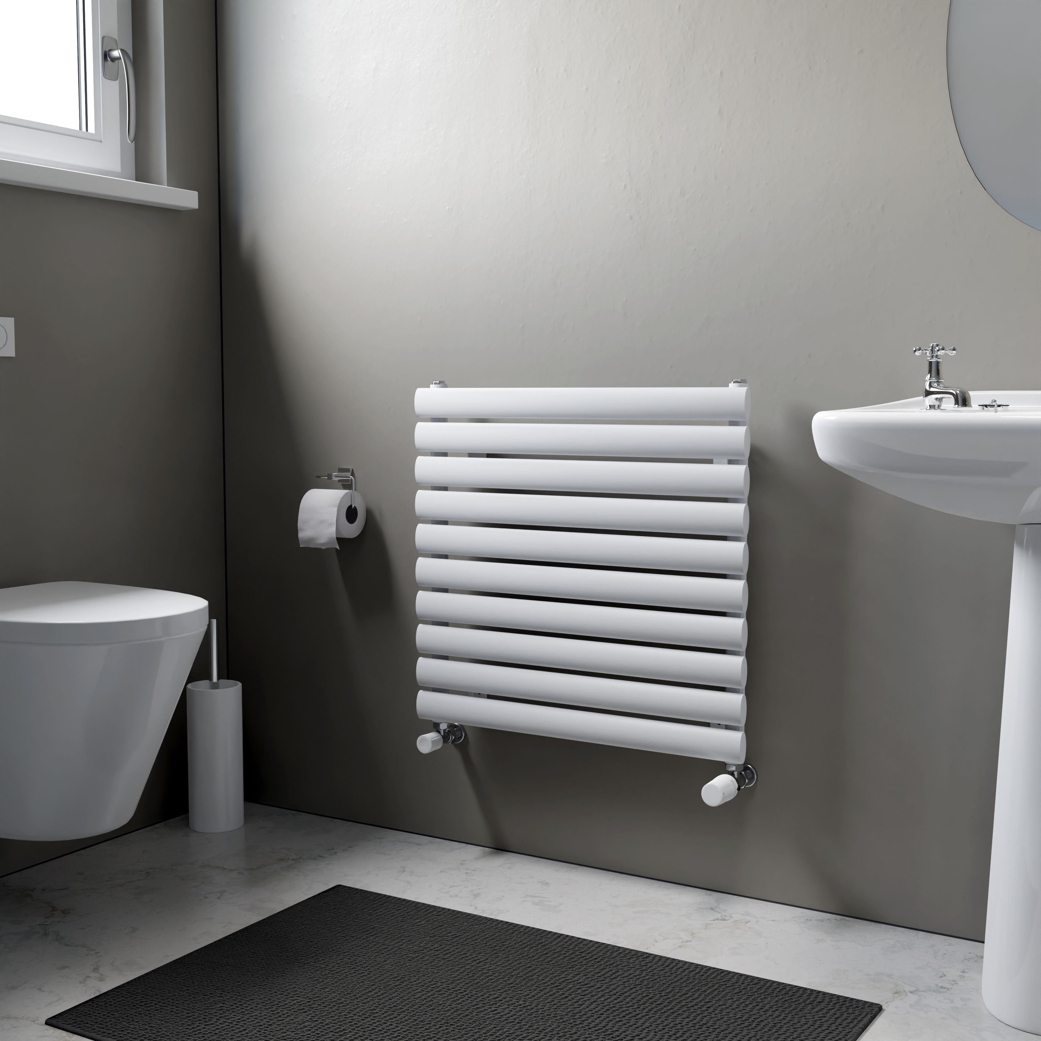 Ximax Champion Satin white Horizontal Designer Radiator, (W)600mm x (H)584mm