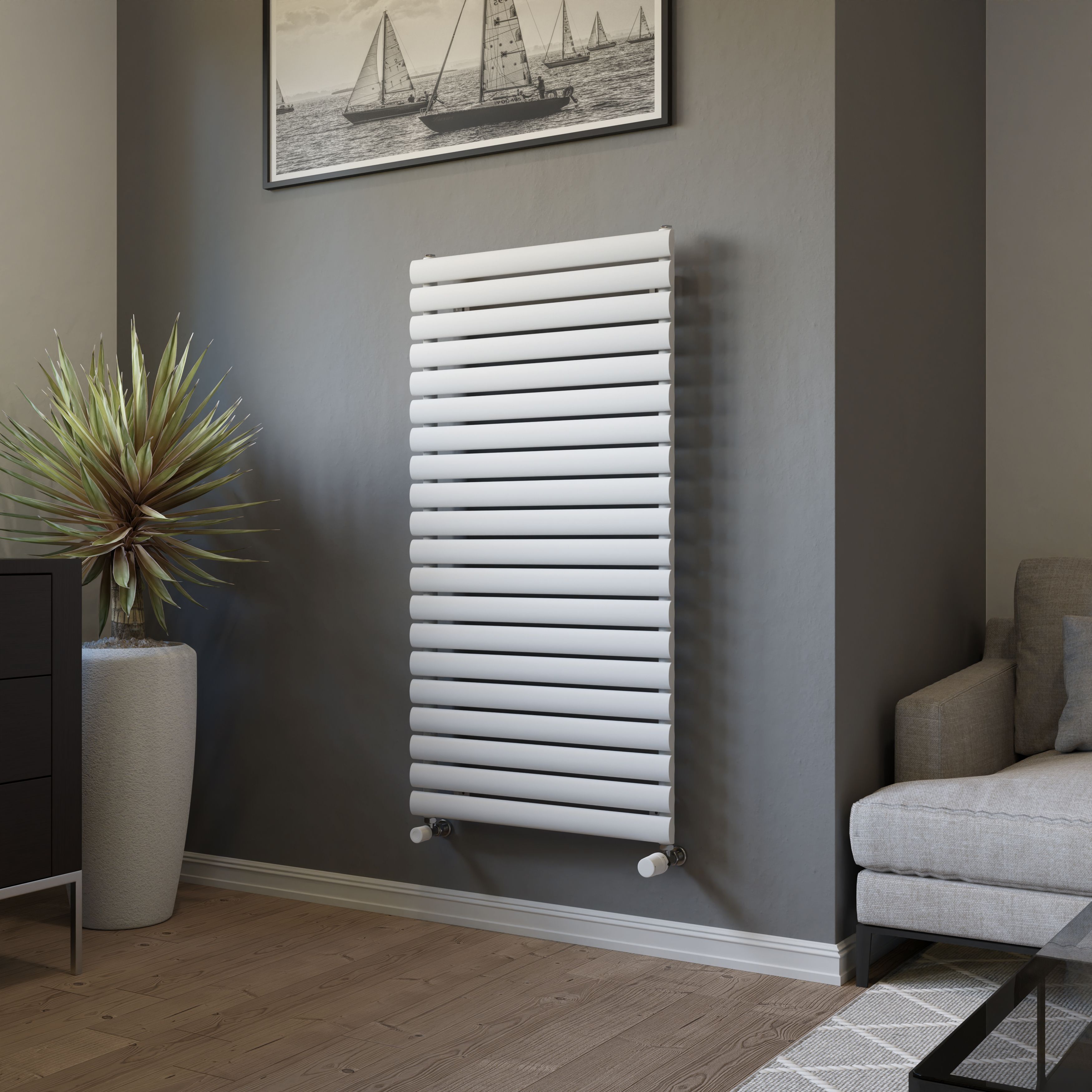 Ximax Champion Satin white Vertical Designer Radiator, (W)600mm x (H)1164mm
