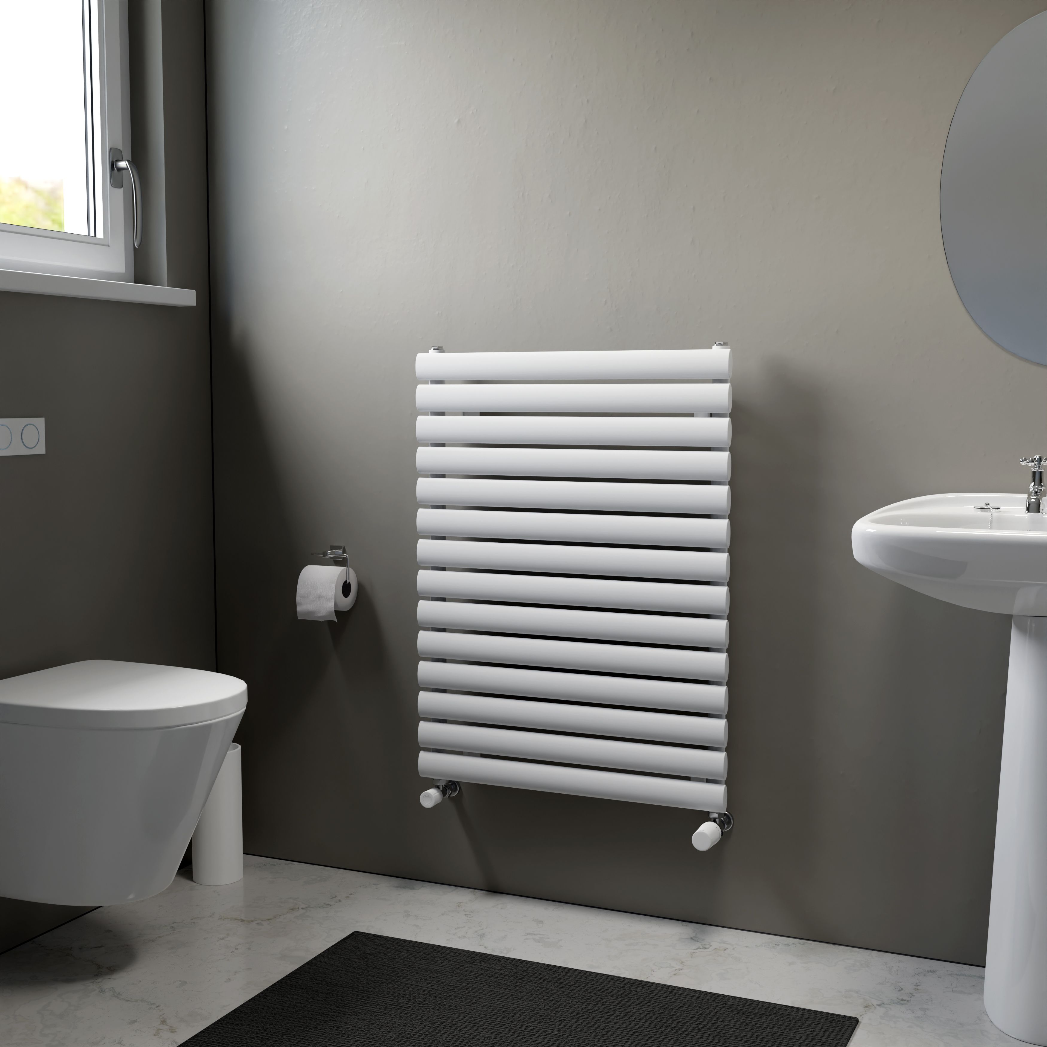 Ximax Champion Satin white Vertical Designer Radiator, (W)600mm x (H)816mm