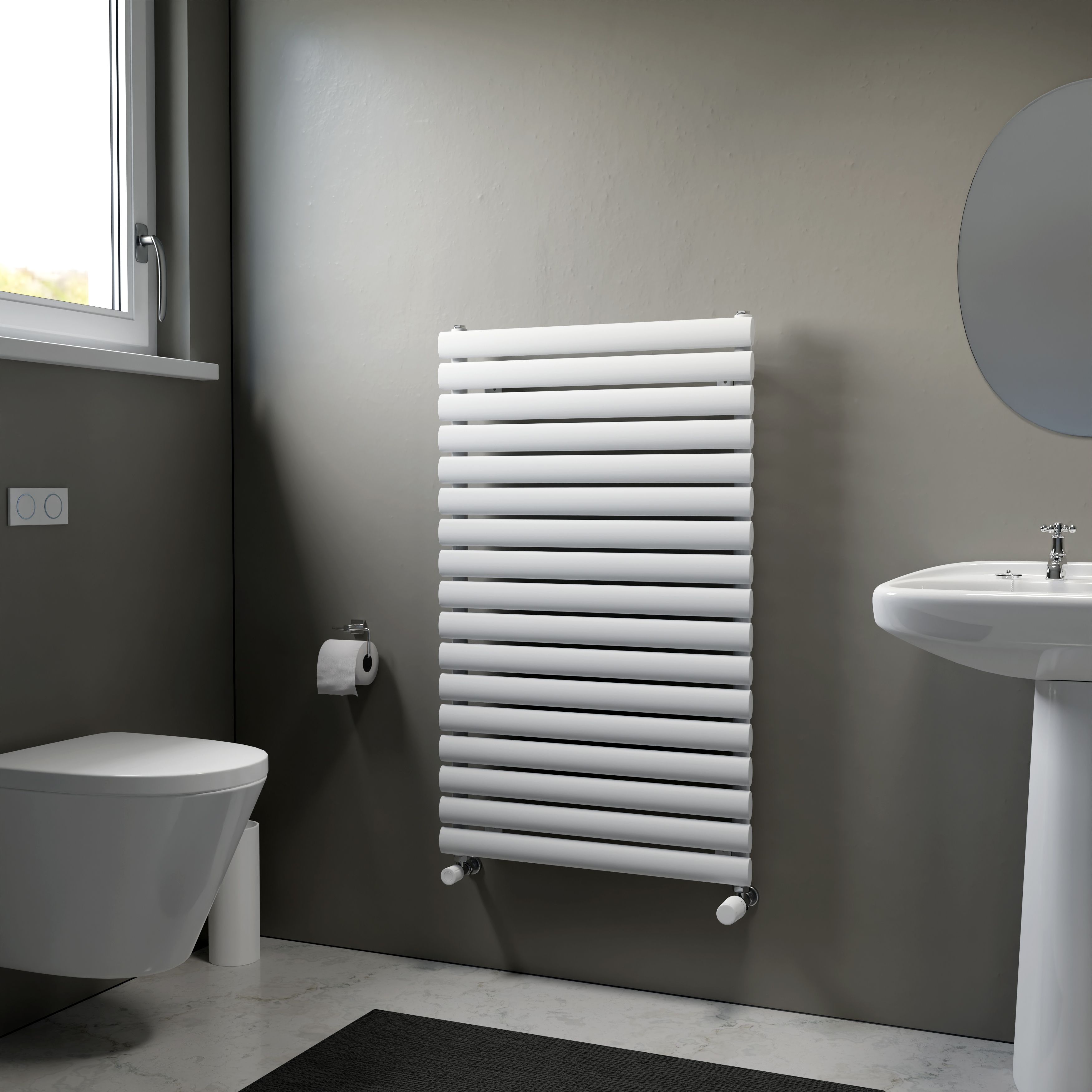 Ximax Champion Satin white Vertical Designer Radiator, (W)600mm x (H)990mm