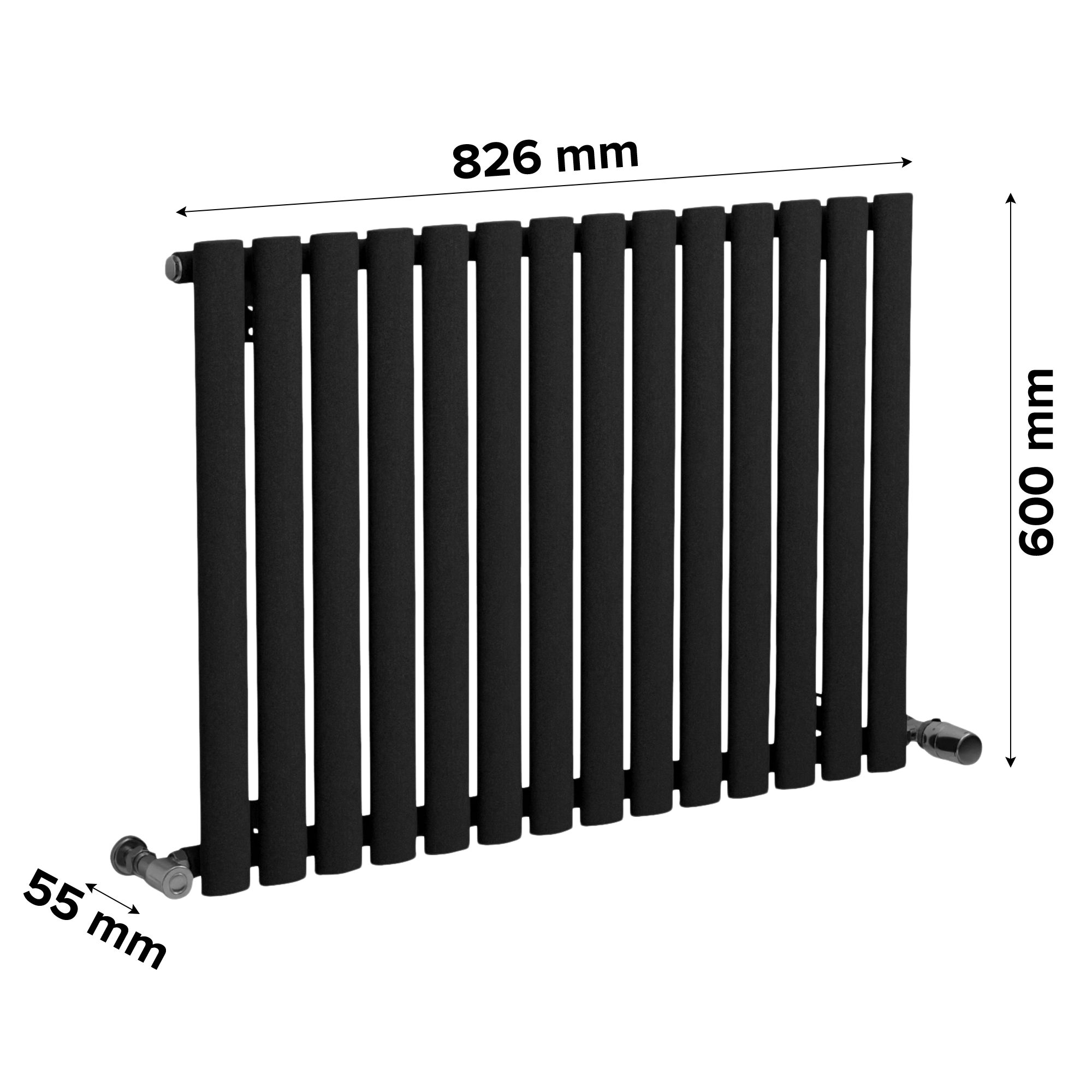 Ximax Fortuna Anthracite Horizontal Designer Radiator, (W)826mm x (H)600mm