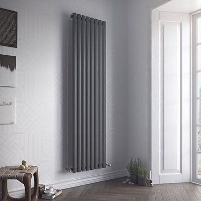 Ximax Fortuna Anthracite Vertical Designer Radiator, (W)236mm x (H)1800mm