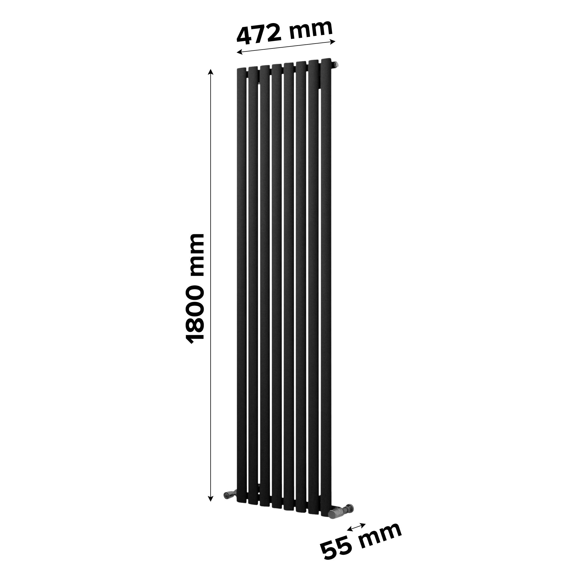 Ximax Fortuna Anthracite Vertical Designer Radiator, (W)472mm x (H)1800mm