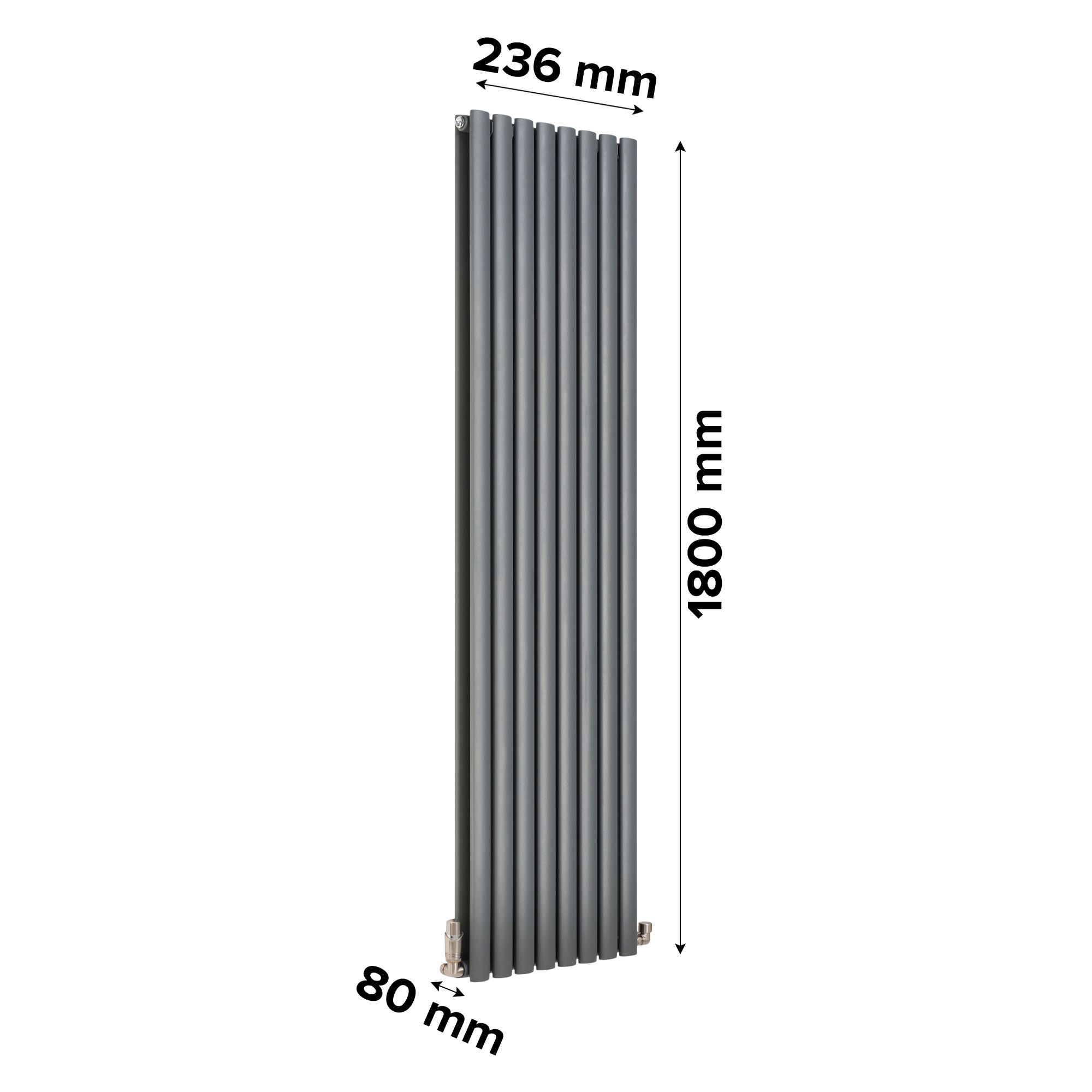Ximax Fortuna Duplex Anthracite Vertical Designer Radiator, (W)236mm x (H)1800mm