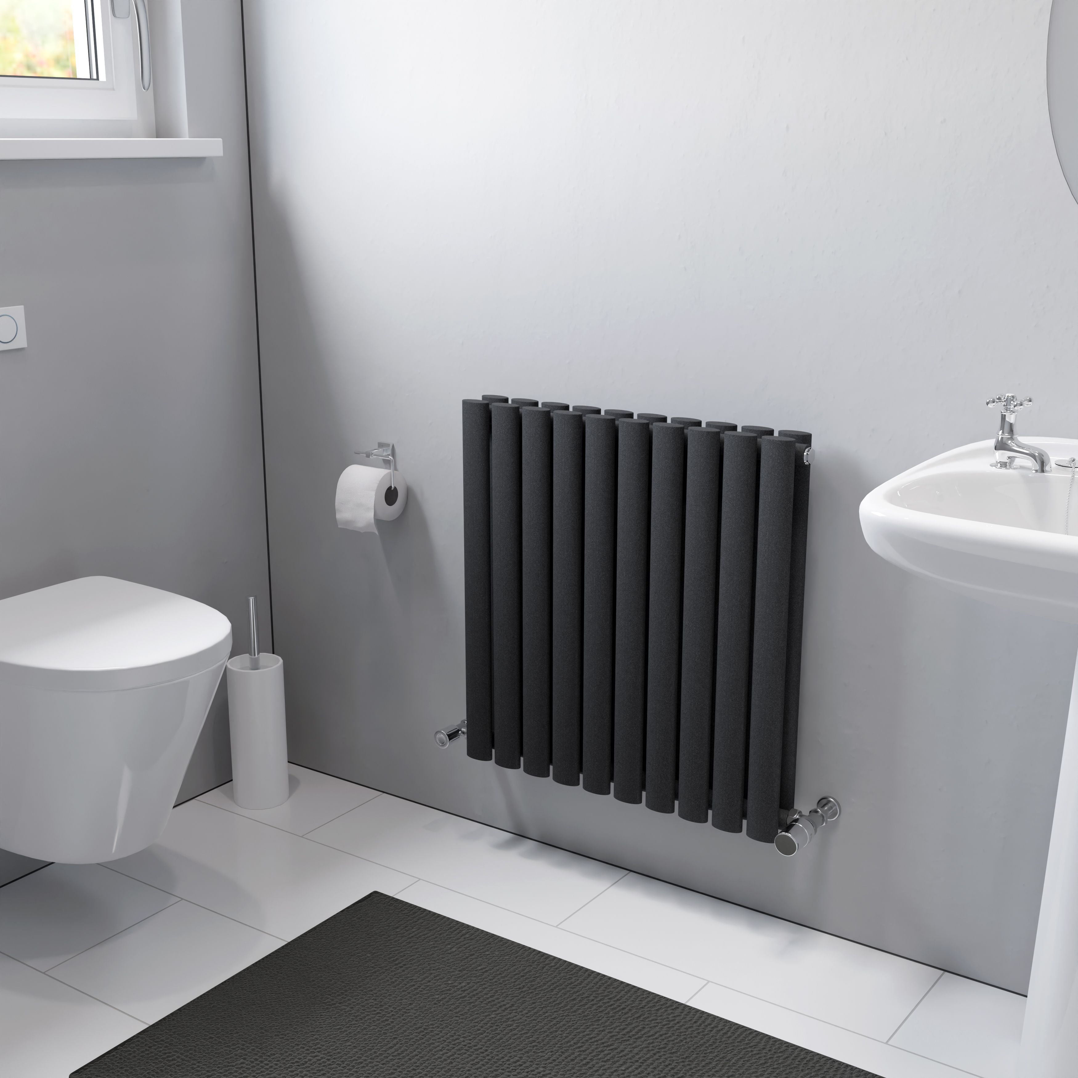 Ximax Fortuna Duplex Matt anthracite Vertical Designer Radiator, (W)584mm x (H)600mm
