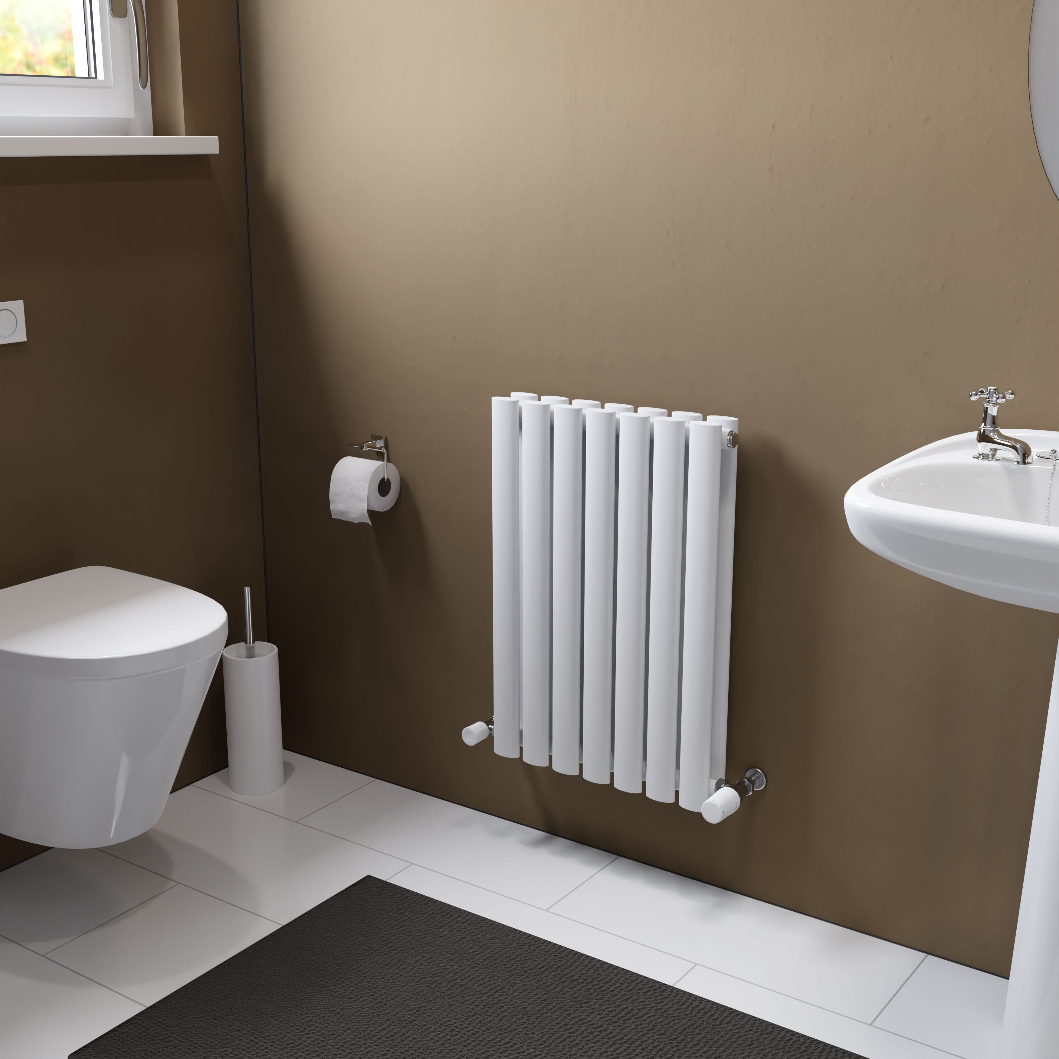 Ximax Fortuna Duplex Satin white Vertical Designer Radiator, (W)410mm x (H)600mm