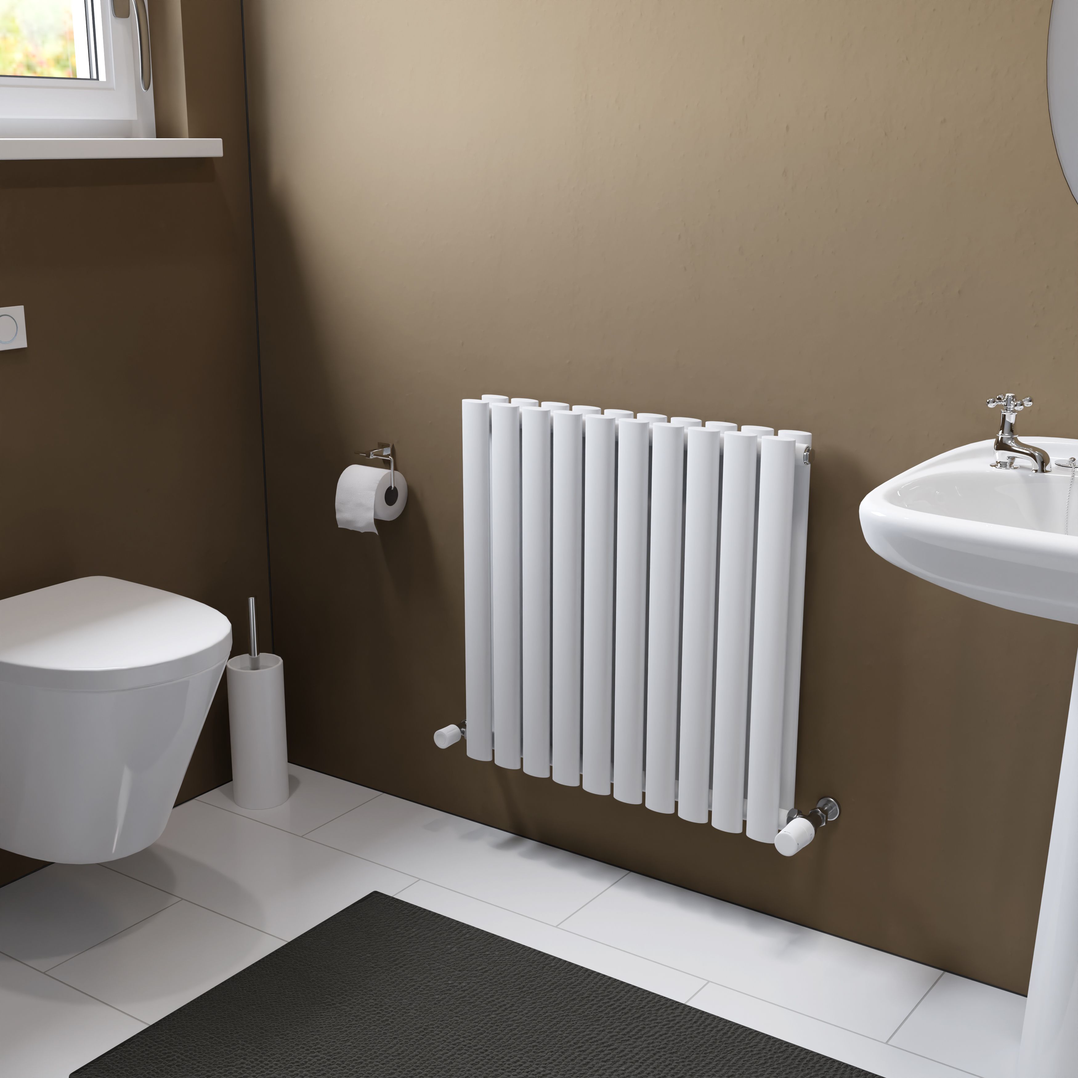 Ximax Fortuna Duplex Satin white Vertical Designer Radiator, (W)584mm x (H)600mm