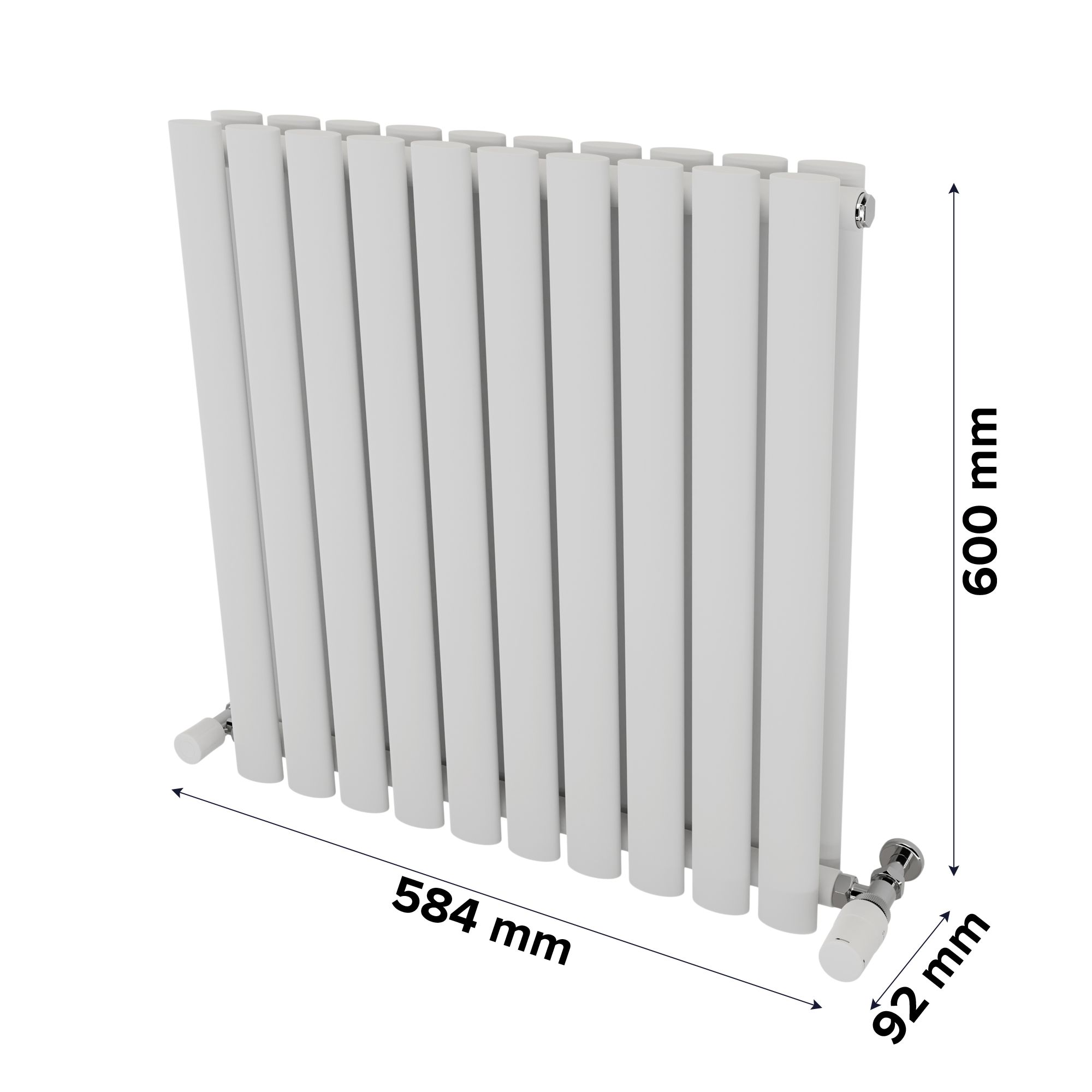 Ximax Fortuna Duplex Satin white Vertical Designer Radiator, (W)584mm x (H)600mm
