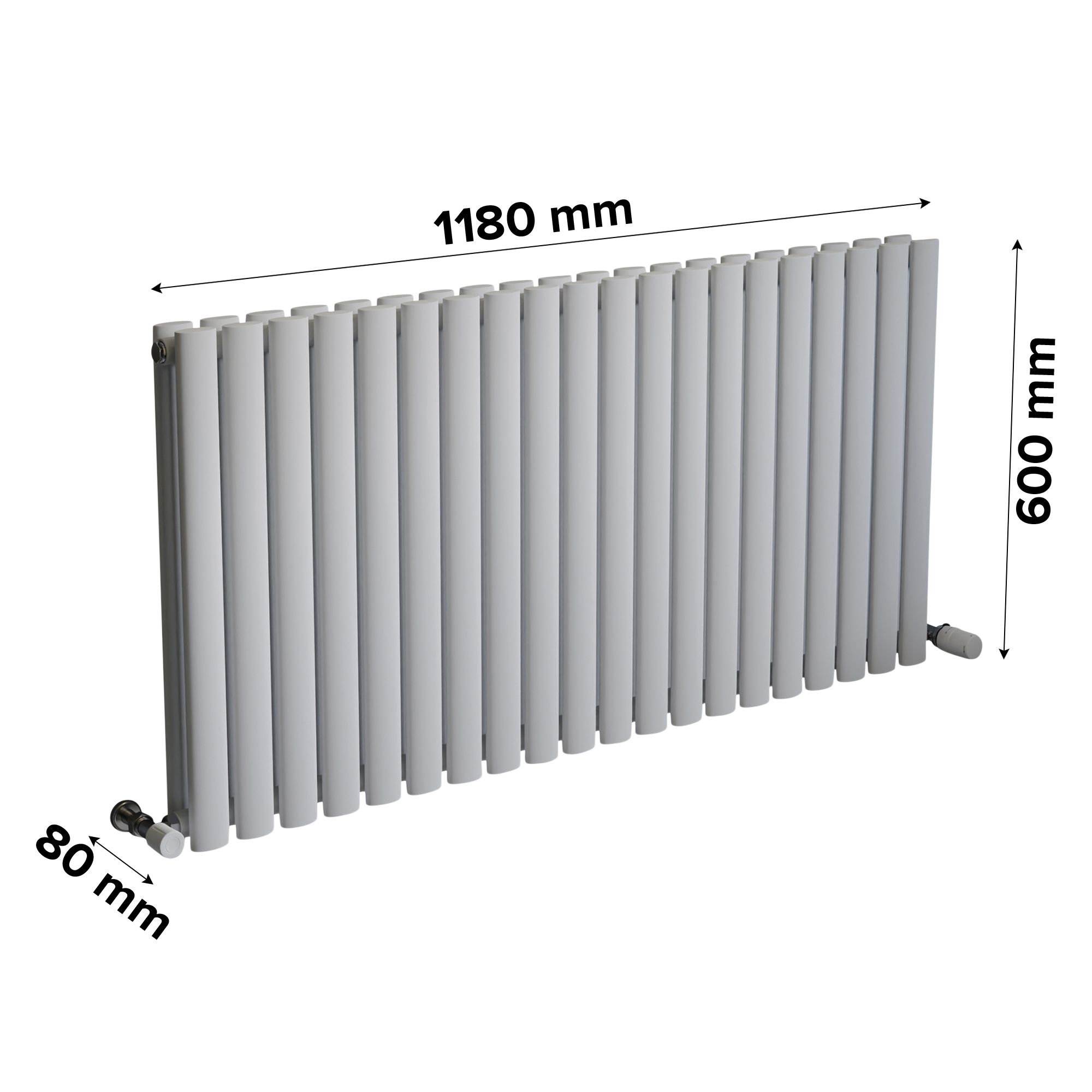 Ximax Fortuna Duplex White Horizontal Designer Radiator, (W)1180mm x (H)600mm