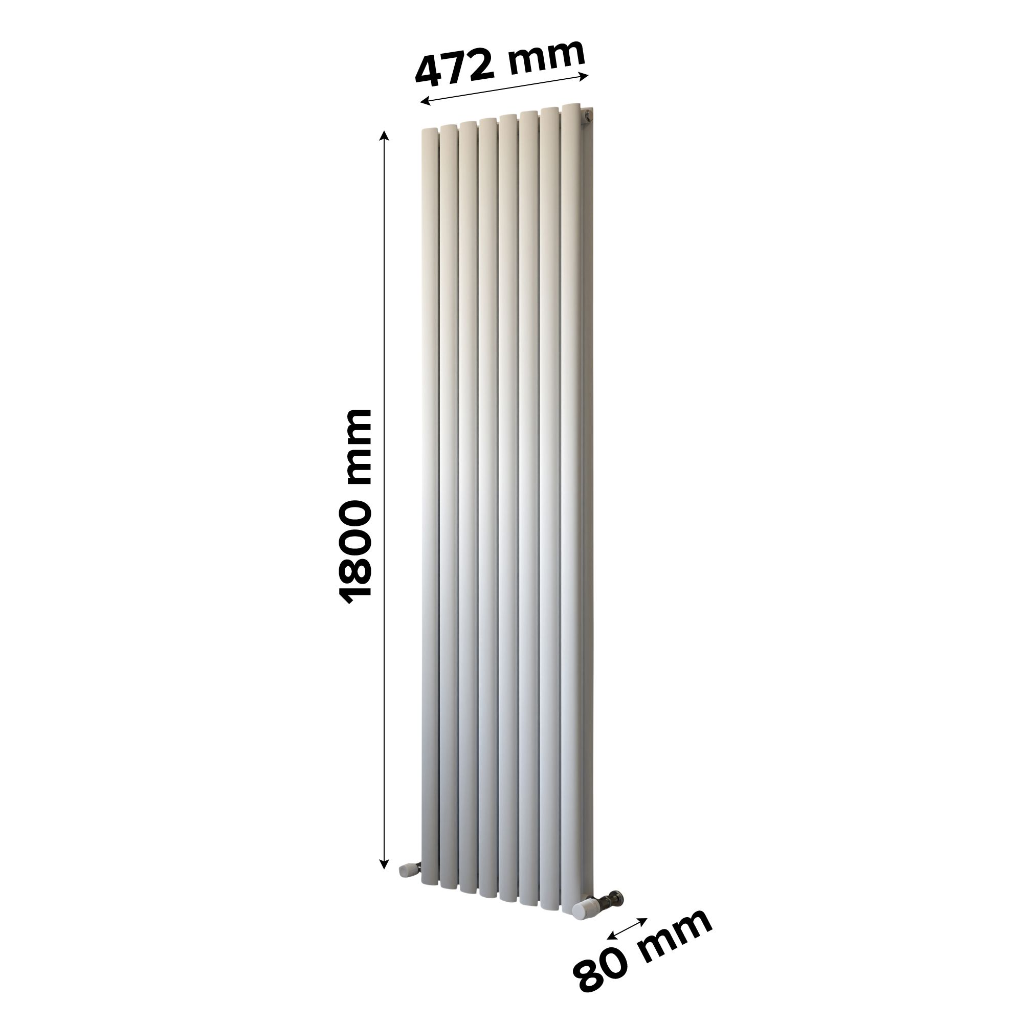 Ximax Fortuna Duplex White Vertical Designer Radiator, (W)472mm x (H)1800mm