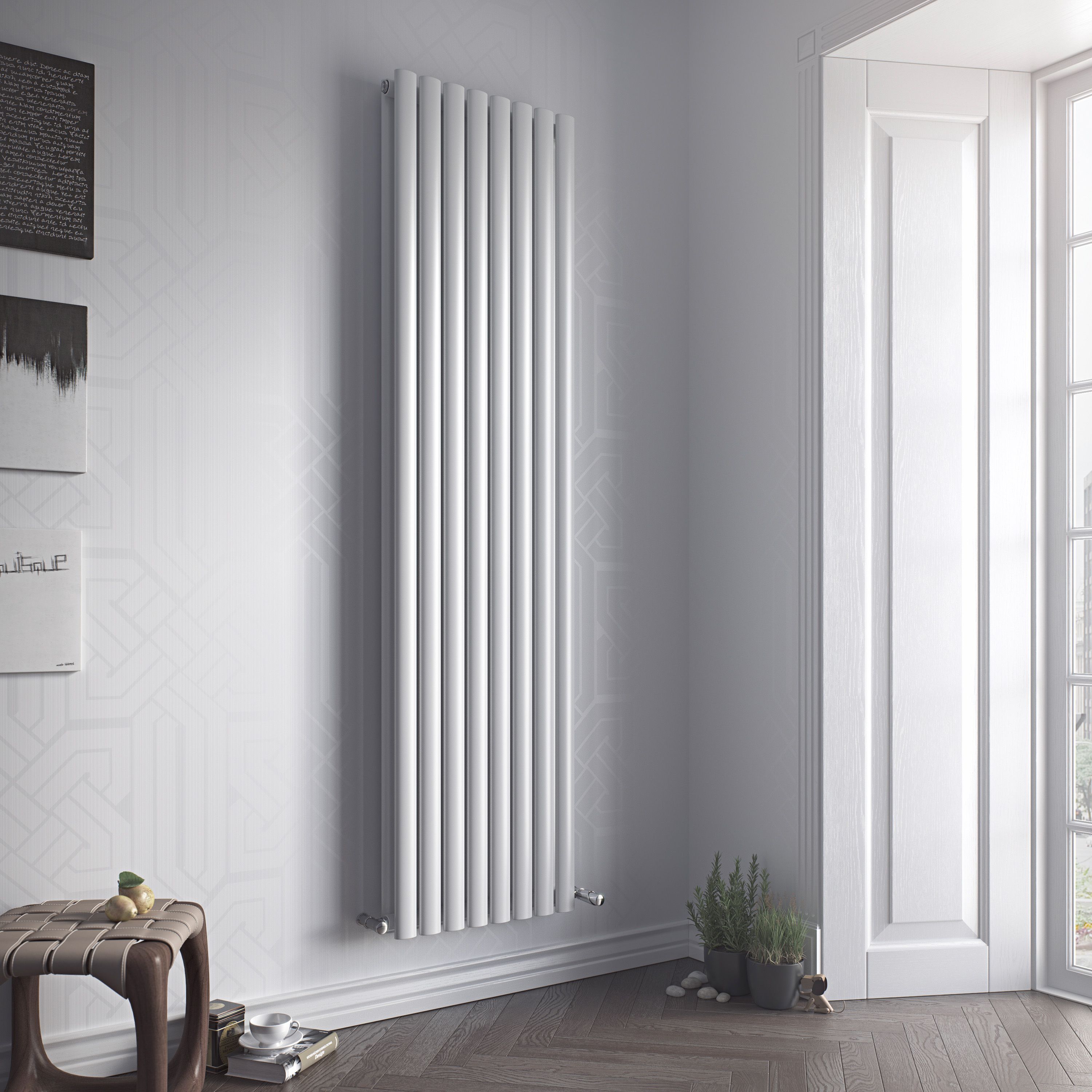 Ximax Fortuna Duplex White Vertical Designer Radiator, (W)590mm x (H)1800mm