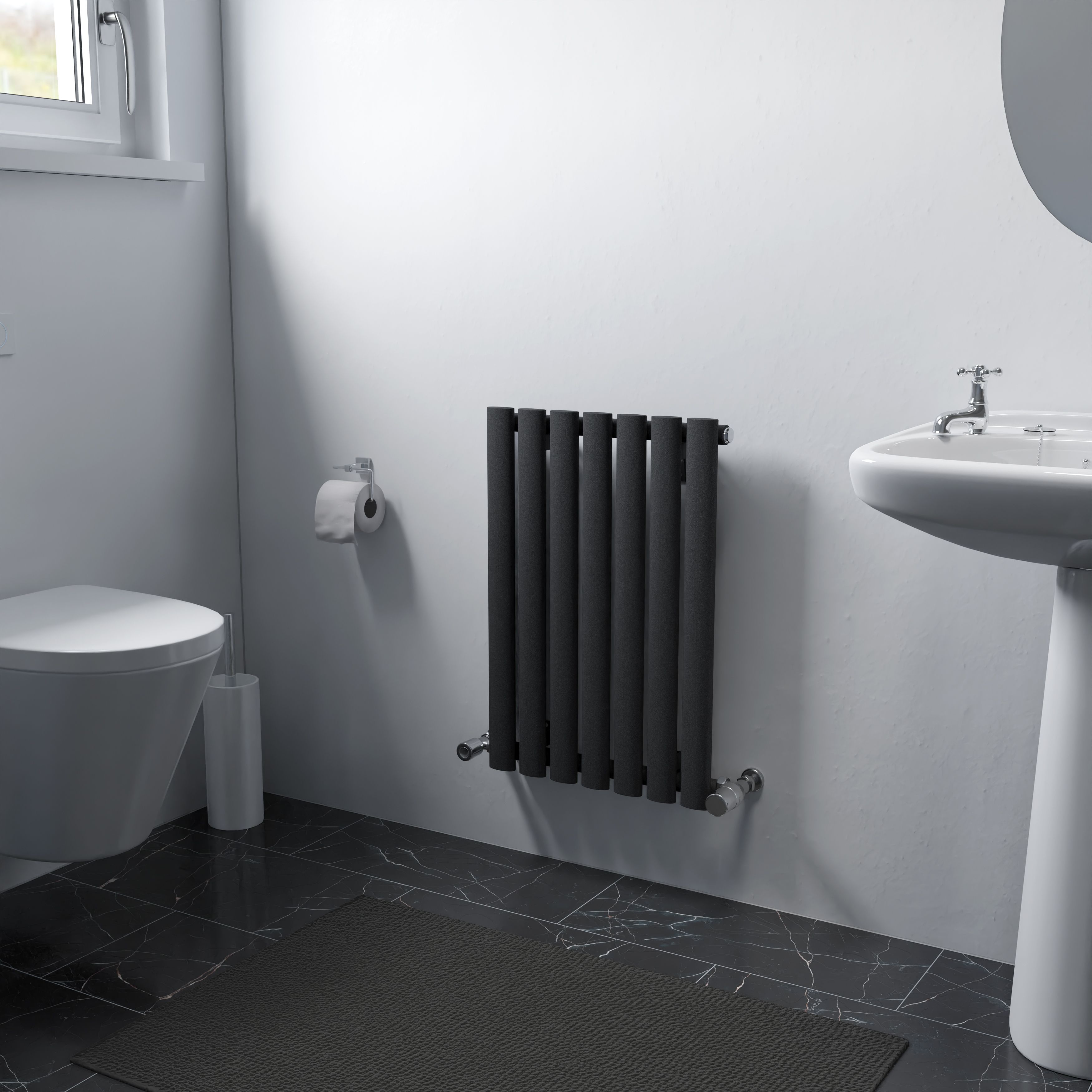 Ximax Fortuna Matt anthracite Vertical Designer Radiator, (W)410mm x (H)600mm