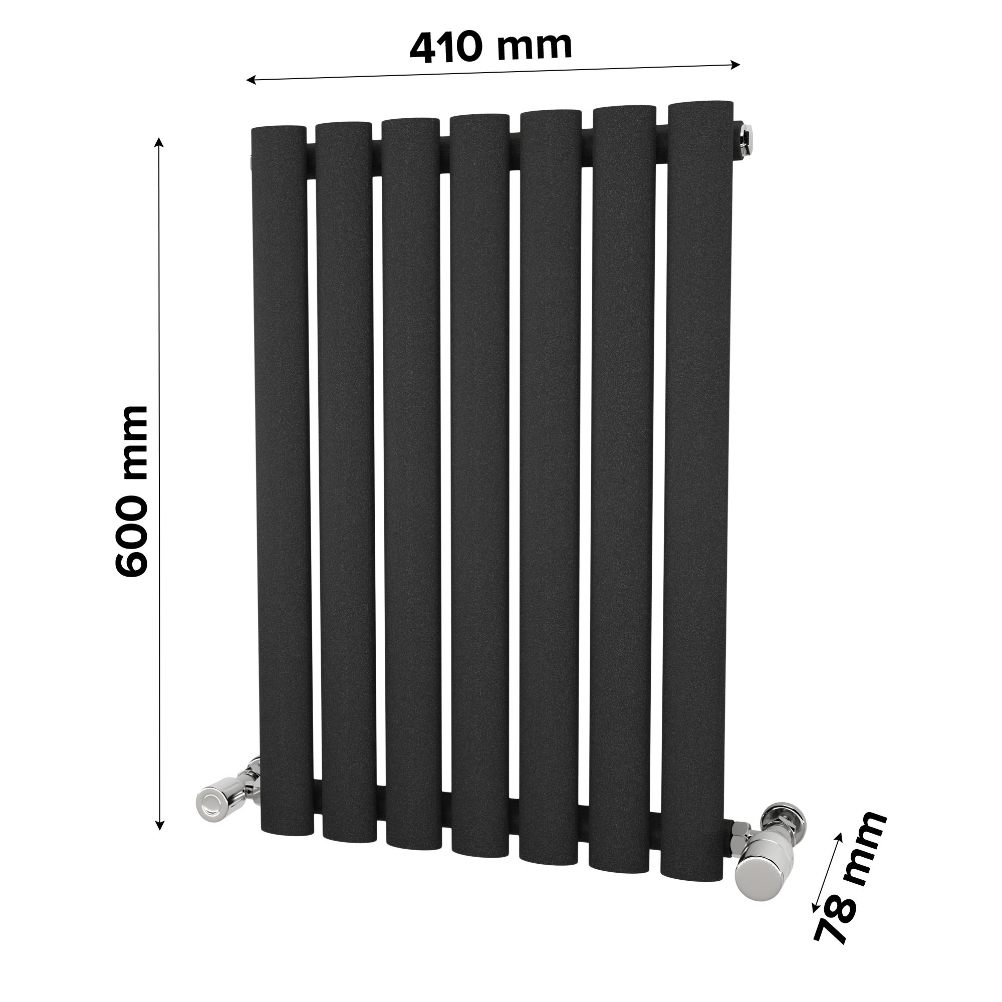 Ximax Fortuna Matt anthracite Vertical Designer Radiator, (W)410mm x (H)600mm