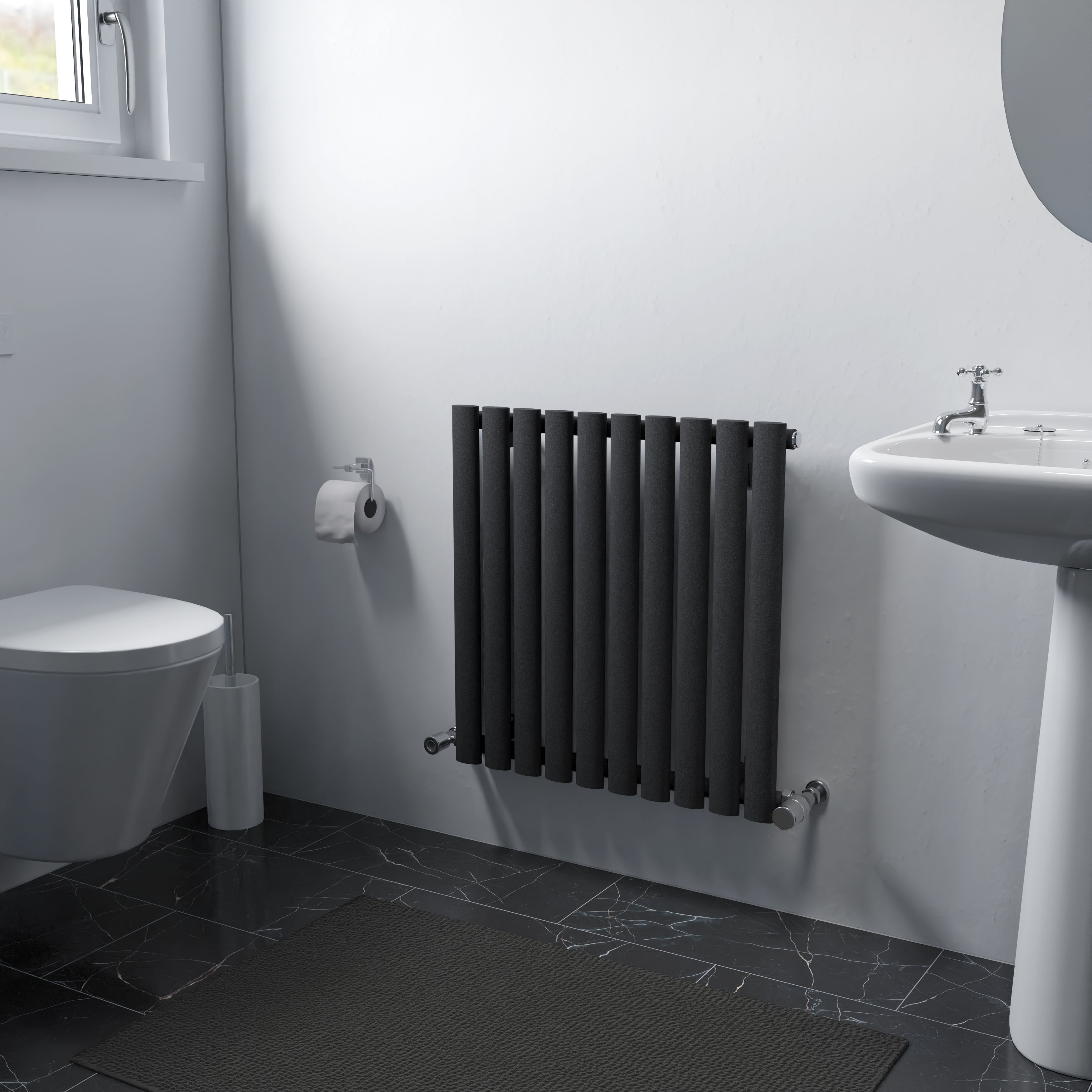 Ximax Fortuna Matt anthracite Vertical Designer Radiator, (W)584mm x (H)600mm