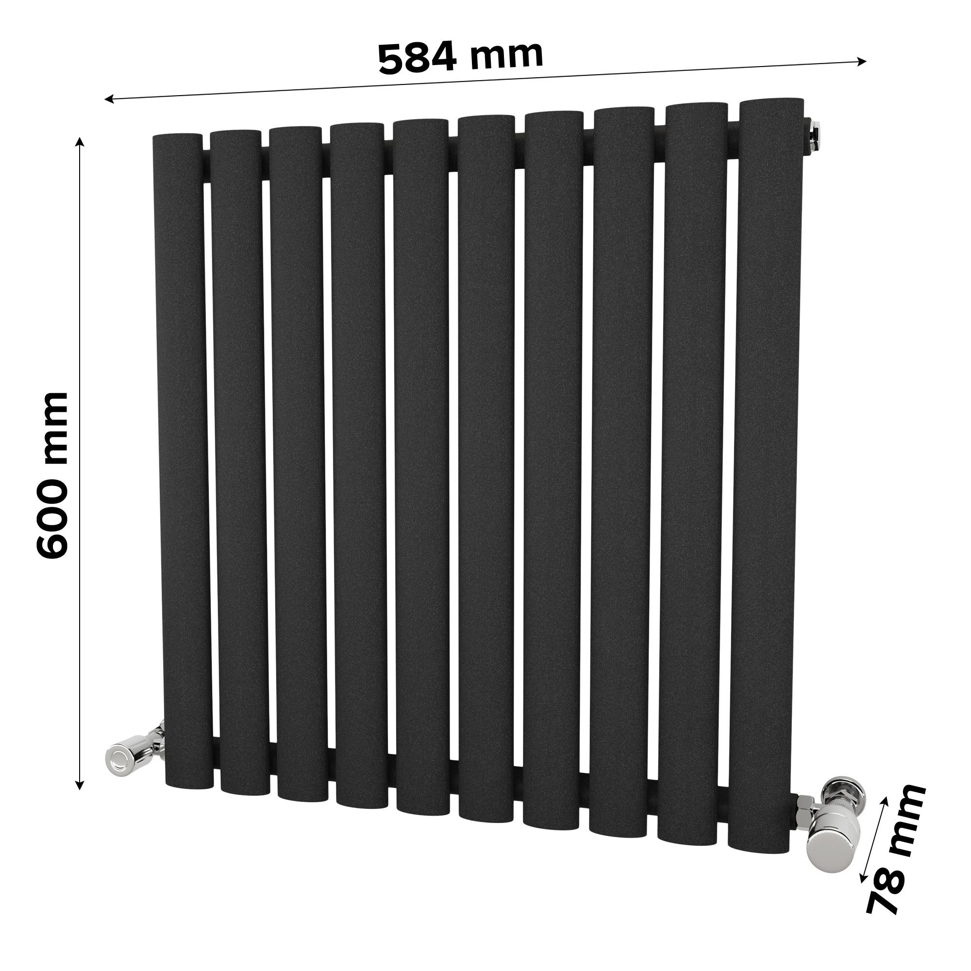 Ximax Fortuna Matt anthracite Vertical Designer Radiator, (W)584mm x (H)600mm