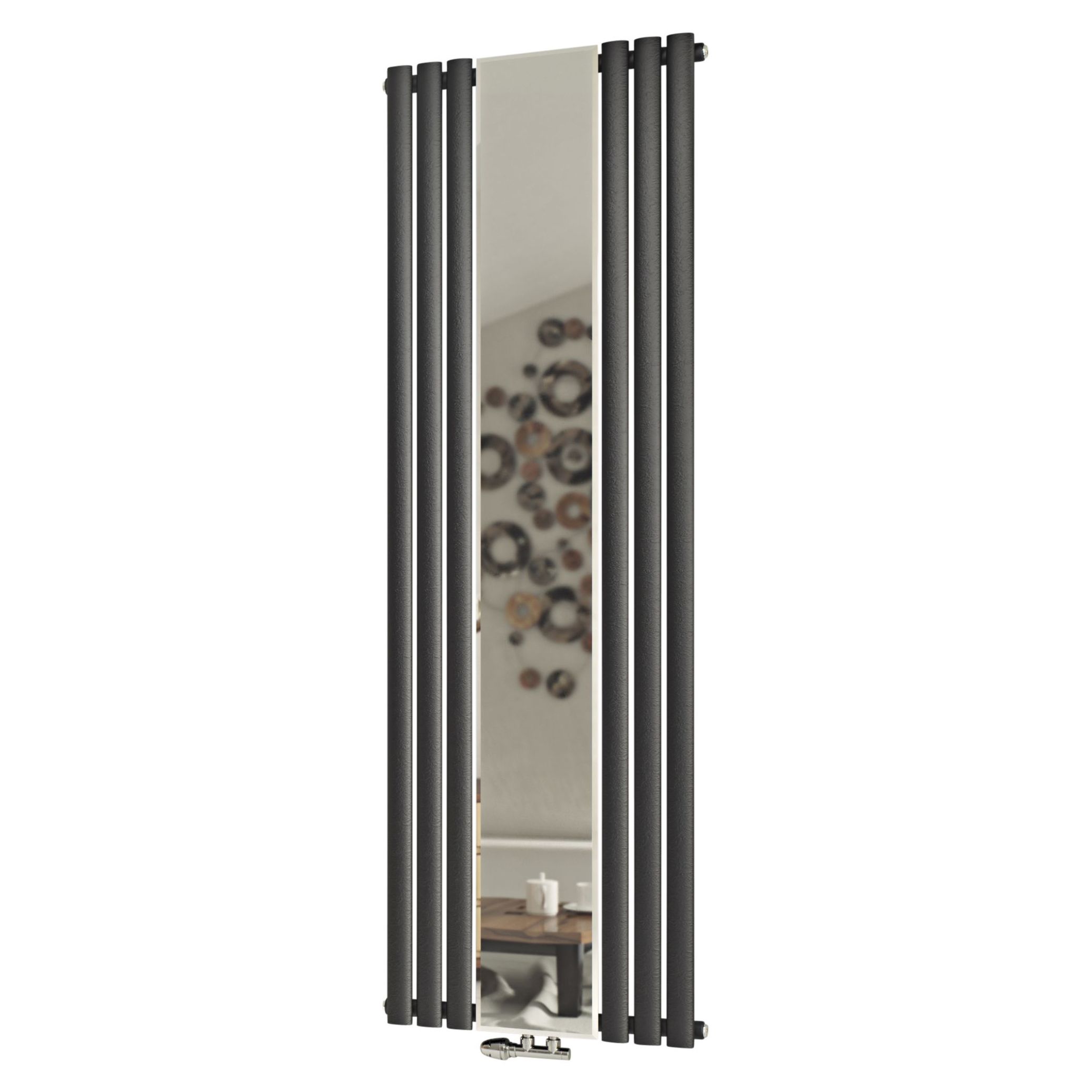 Ximax Fortuna Mirror Anthracite Vertical Designer Radiator, (W)590mm x (H)1800mm