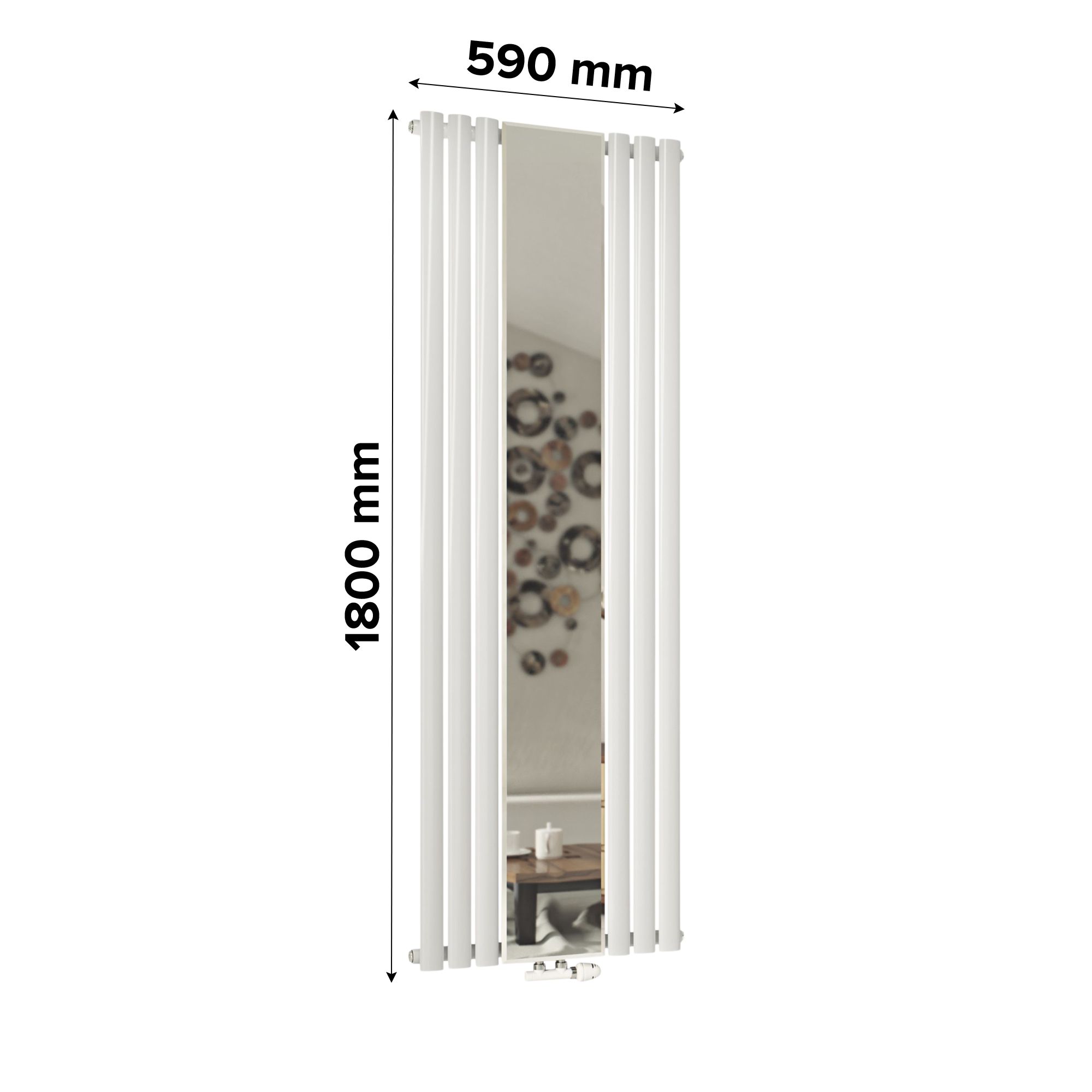 Ximax Fortuna Mirror White Vertical Radiator, (W)590mm x (H)1800mm