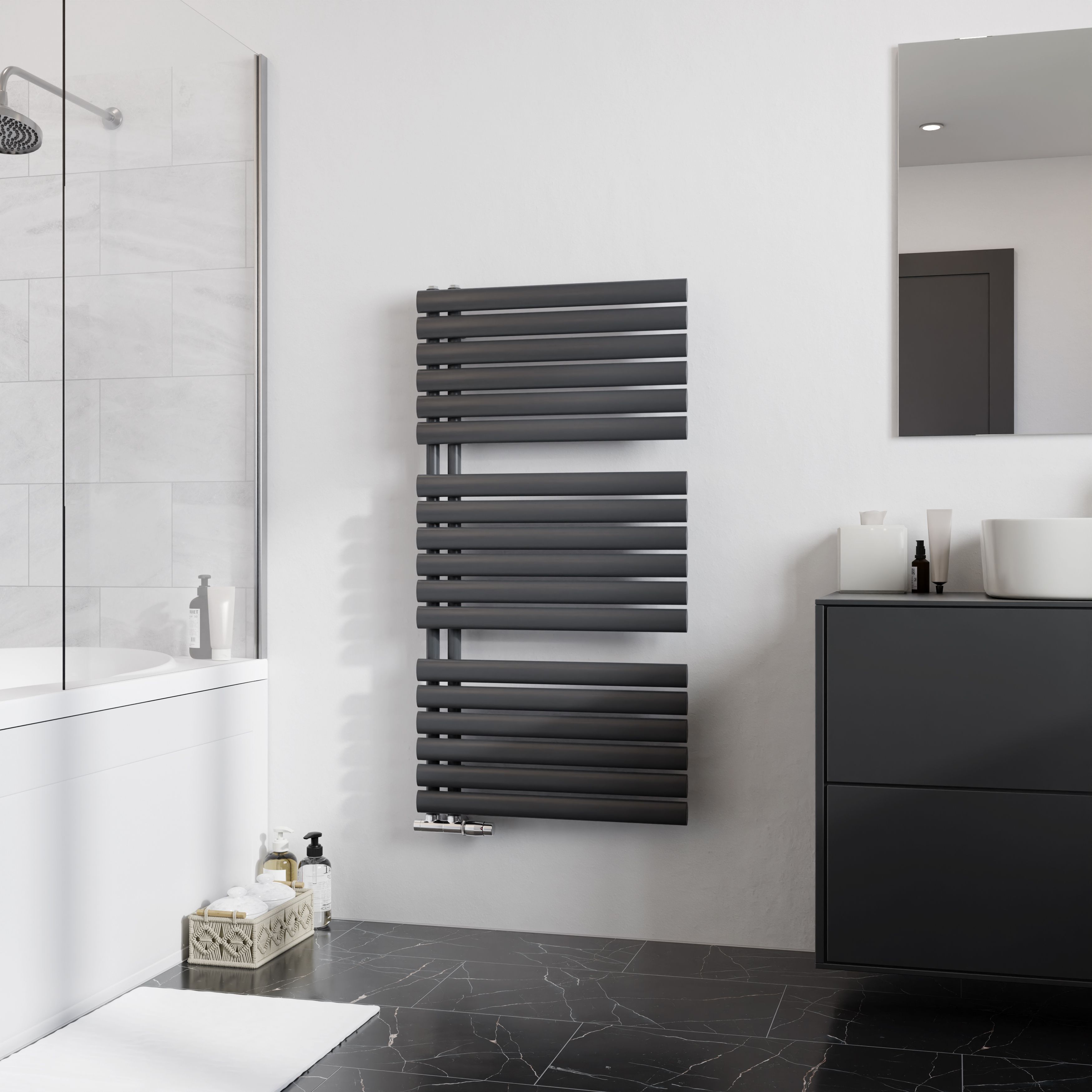 Ximax Fortuna Open Satin anthracite Vertical Designer Radiator, (W)600mm x (H)1164mm