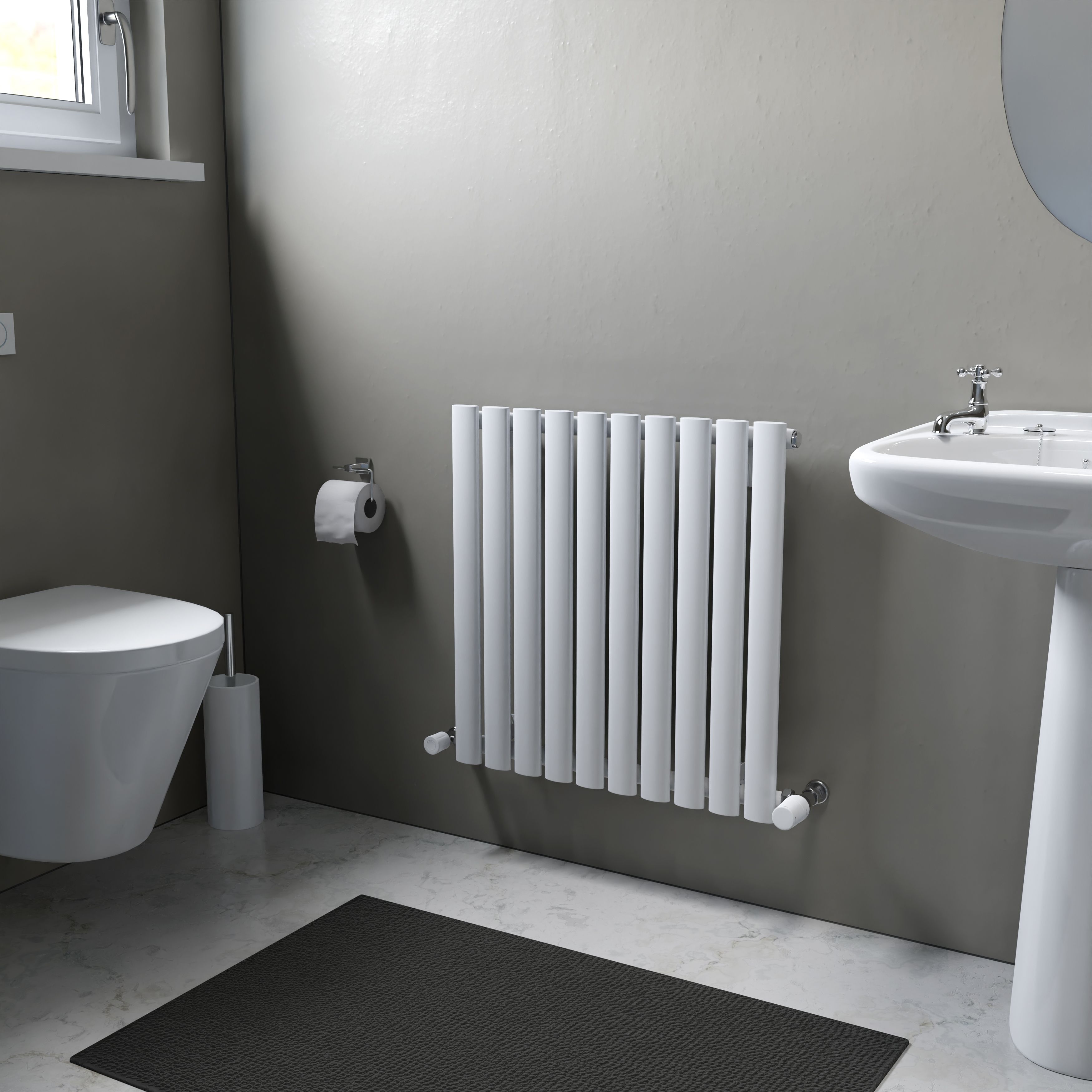 Ximax Fortuna Satin white Vertical Designer Radiator, (W)584mm x (H)600mm