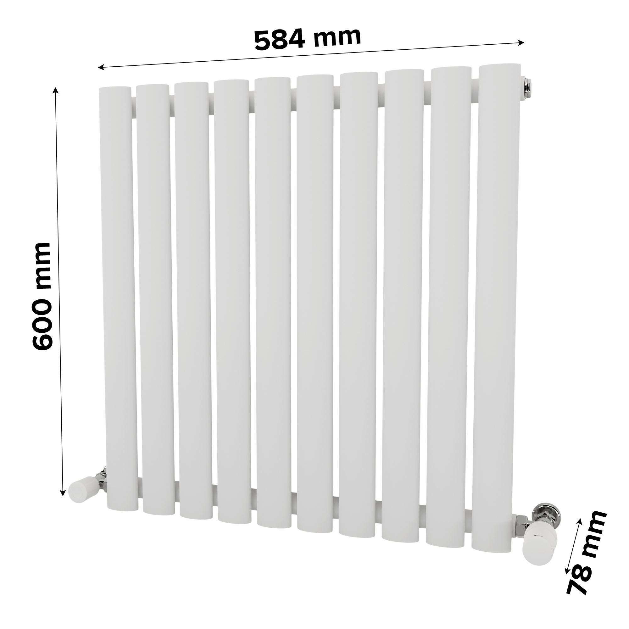 Ximax Fortuna Satin white Vertical Designer Radiator, (W)584mm x (H)600mm