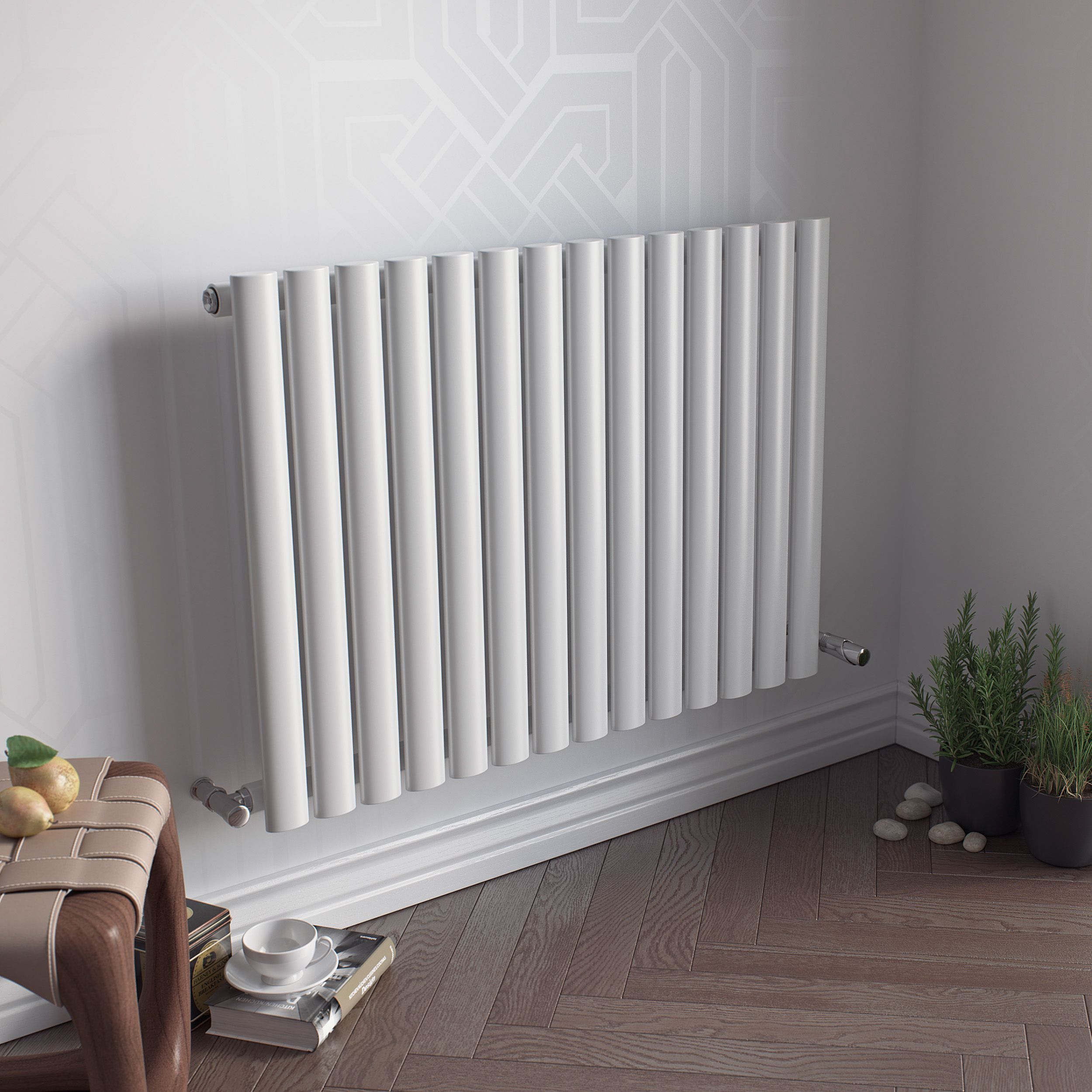 Ximax Fortuna White Horizontal Designer Radiator, (W)826mm x (H)600mm