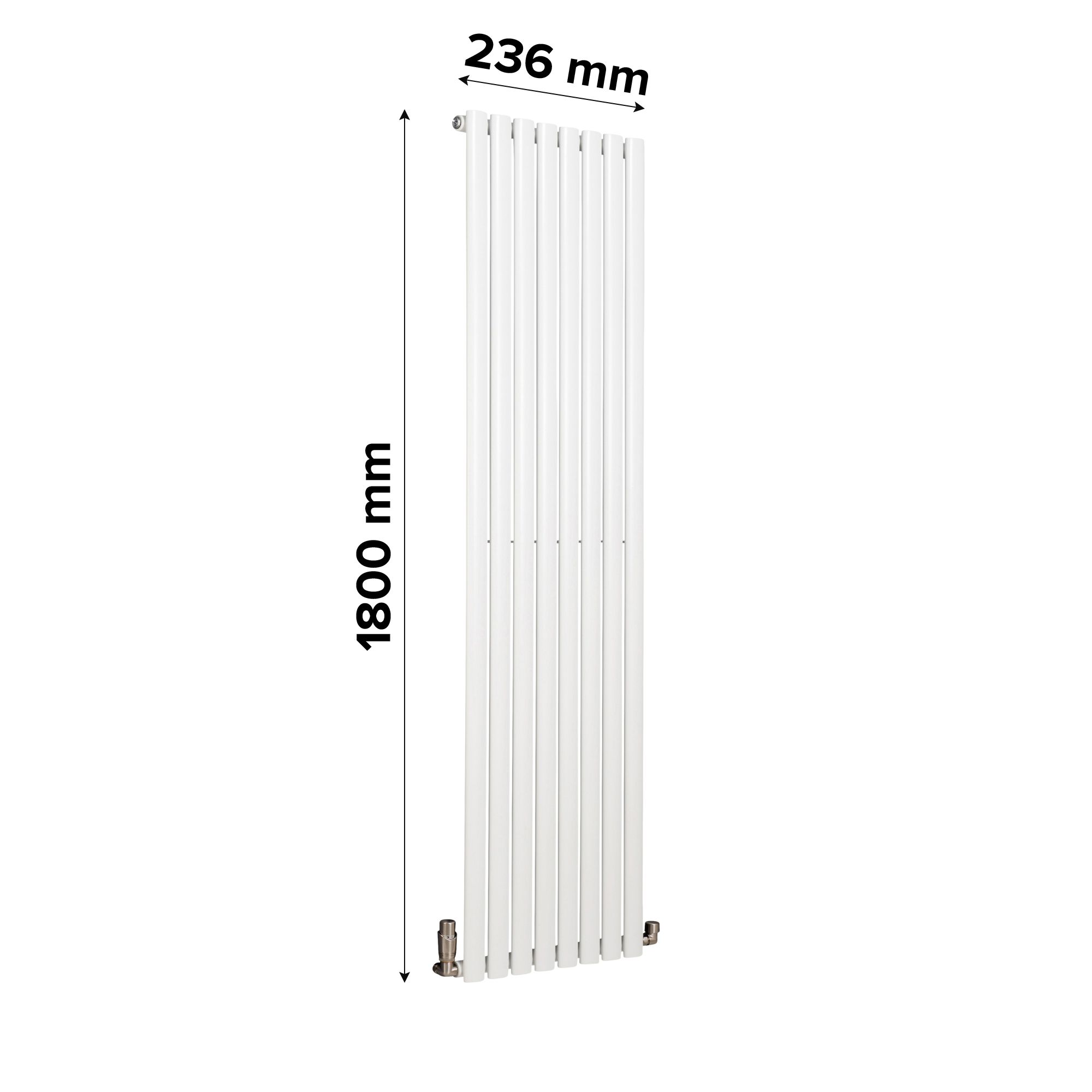 Ximax Fortuna White Vertical Designer Radiator, (W)236mm x (H)1800mm