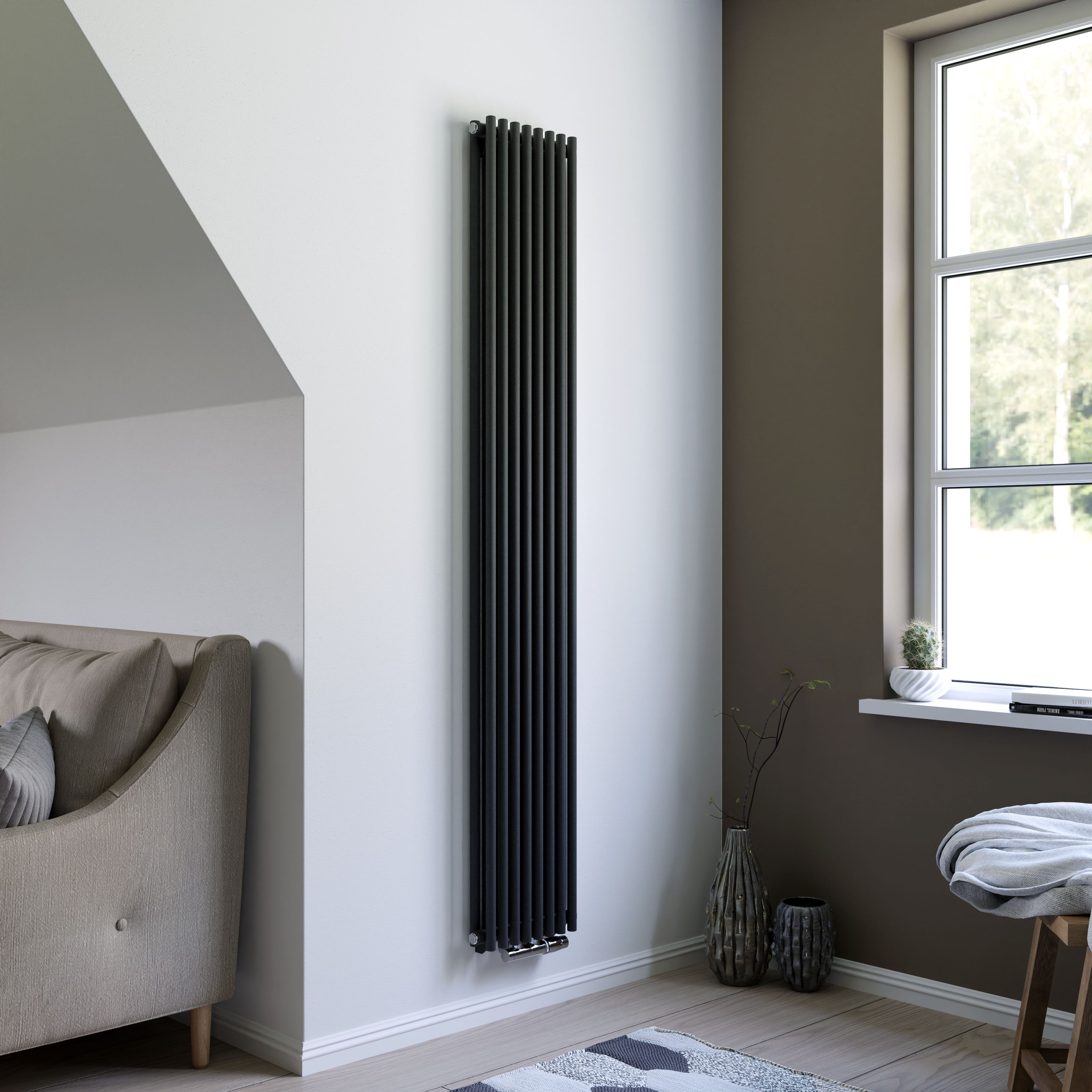 Ximax Gamba Duplex Matt anthracite Vertical Designer Radiator, (W)295mm x (H)1800mm