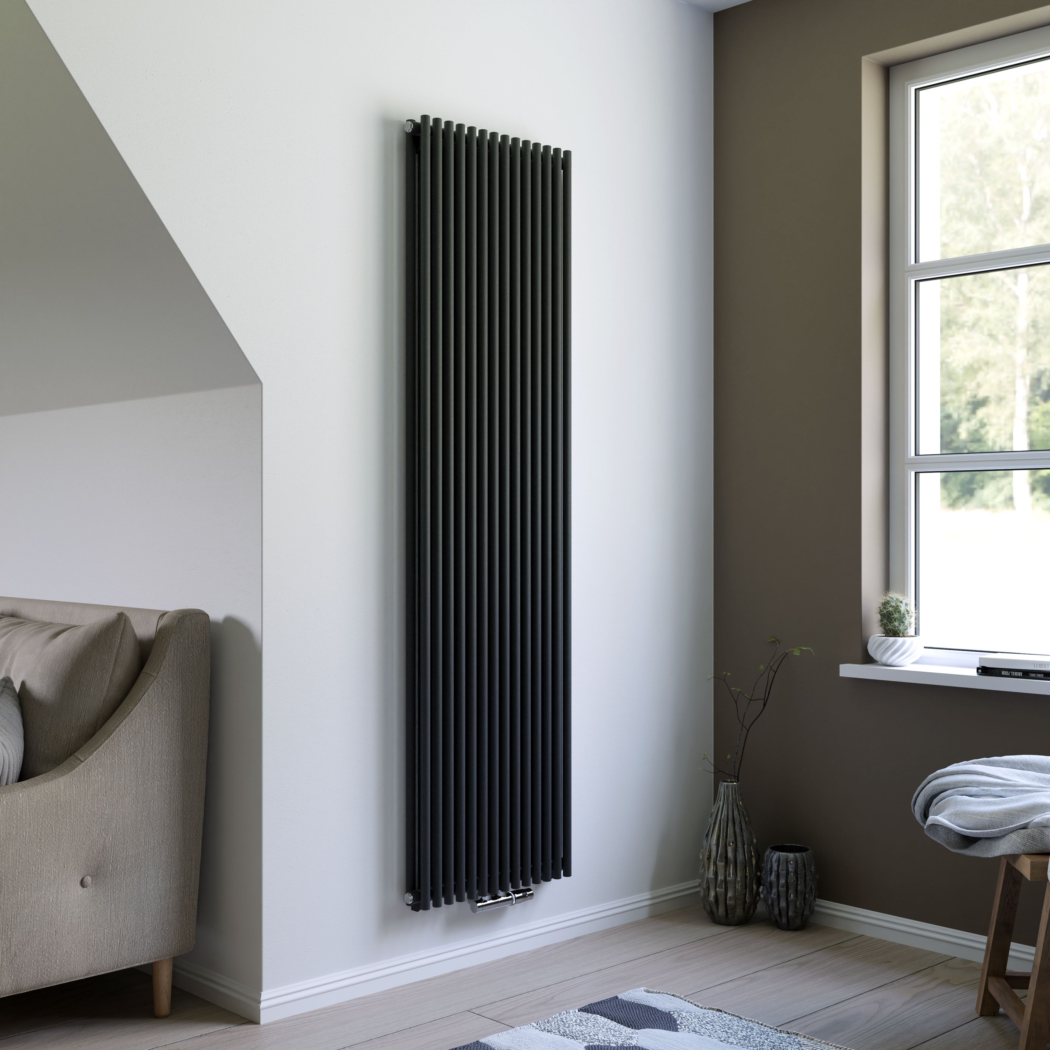 Ximax Gamba Duplex Matt anthracite Vertical Designer Radiator, (W)505mm x (H)1800mm
