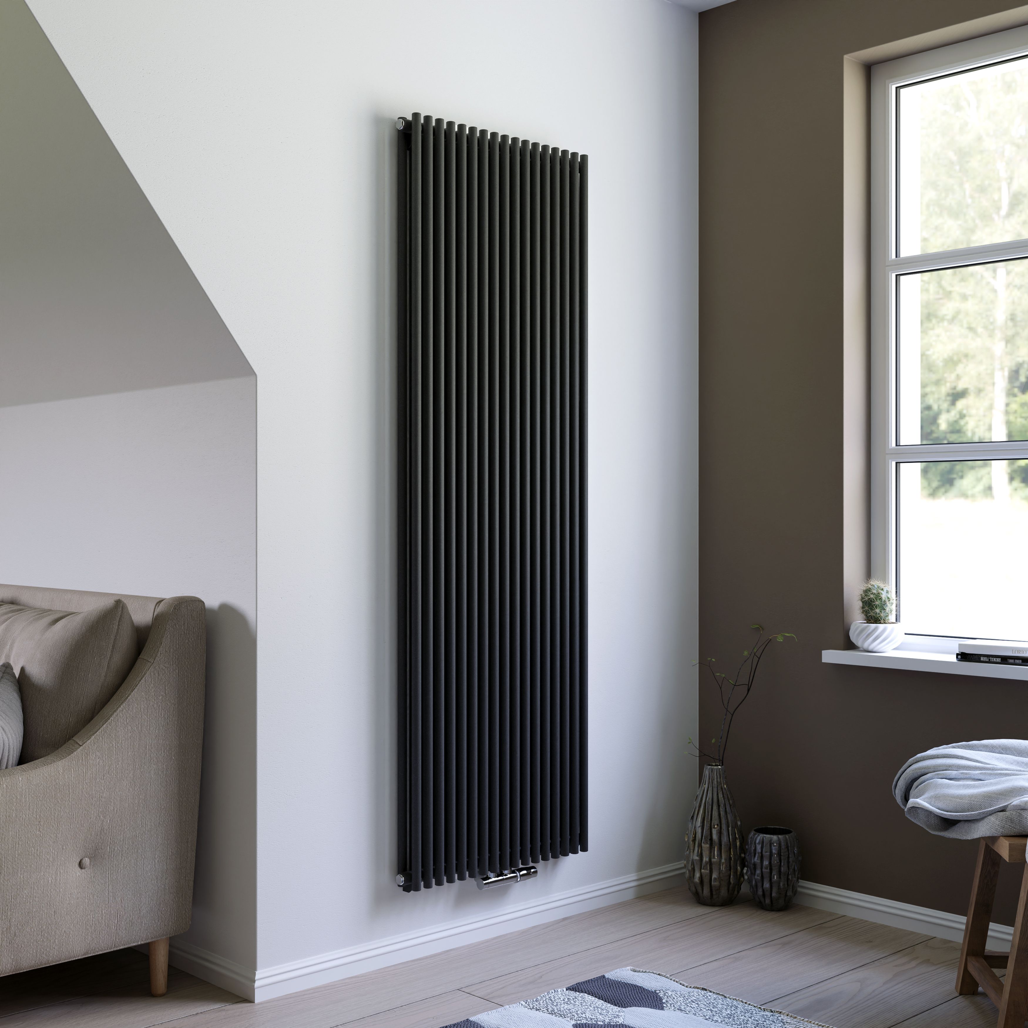 Ximax Gamba Duplex Matt anthracite Vertical Designer Radiator, (W)610mm x (H)1800mm