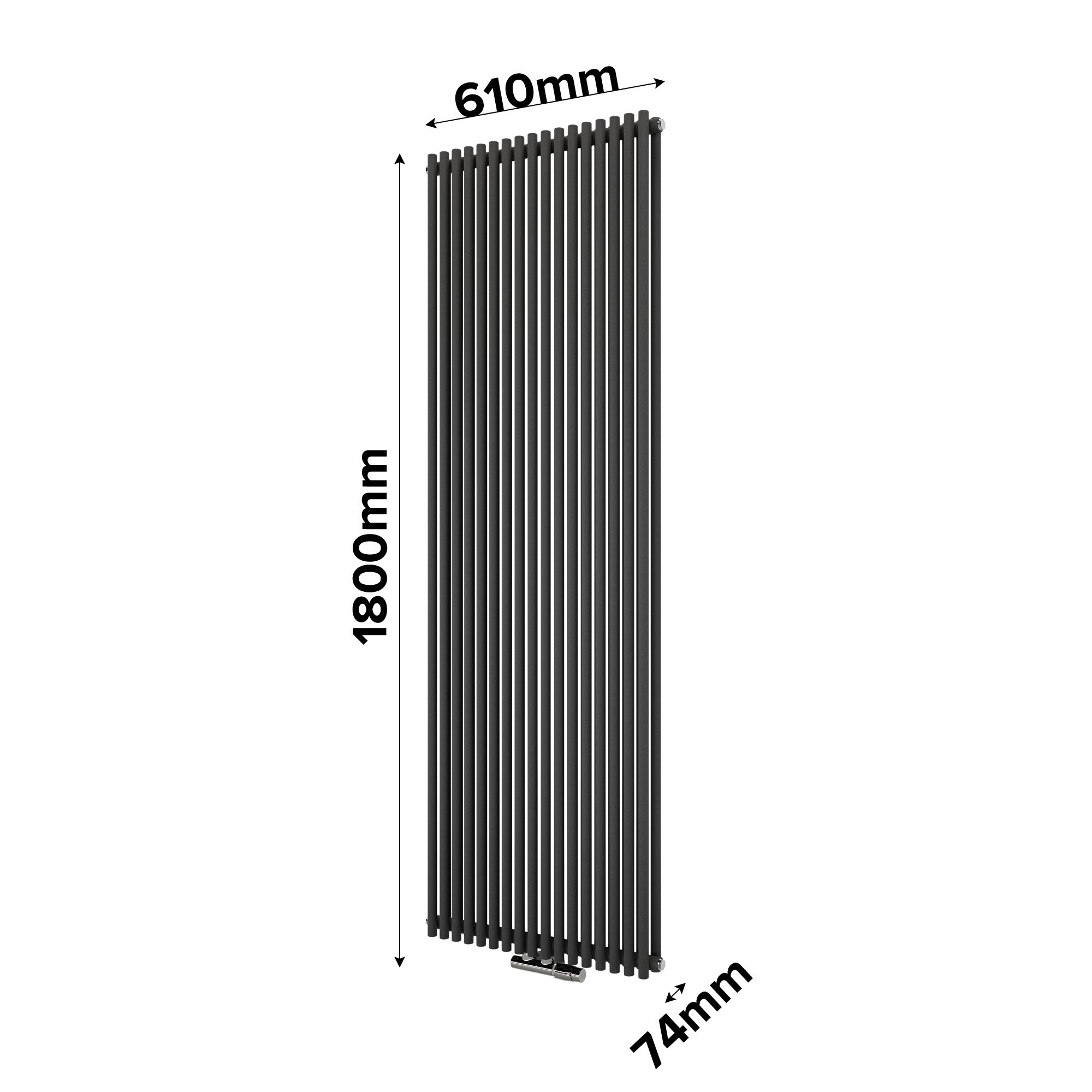 Ximax Gamba Duplex Matt anthracite Vertical Designer Radiator, (W)610mm x (H)1800mm