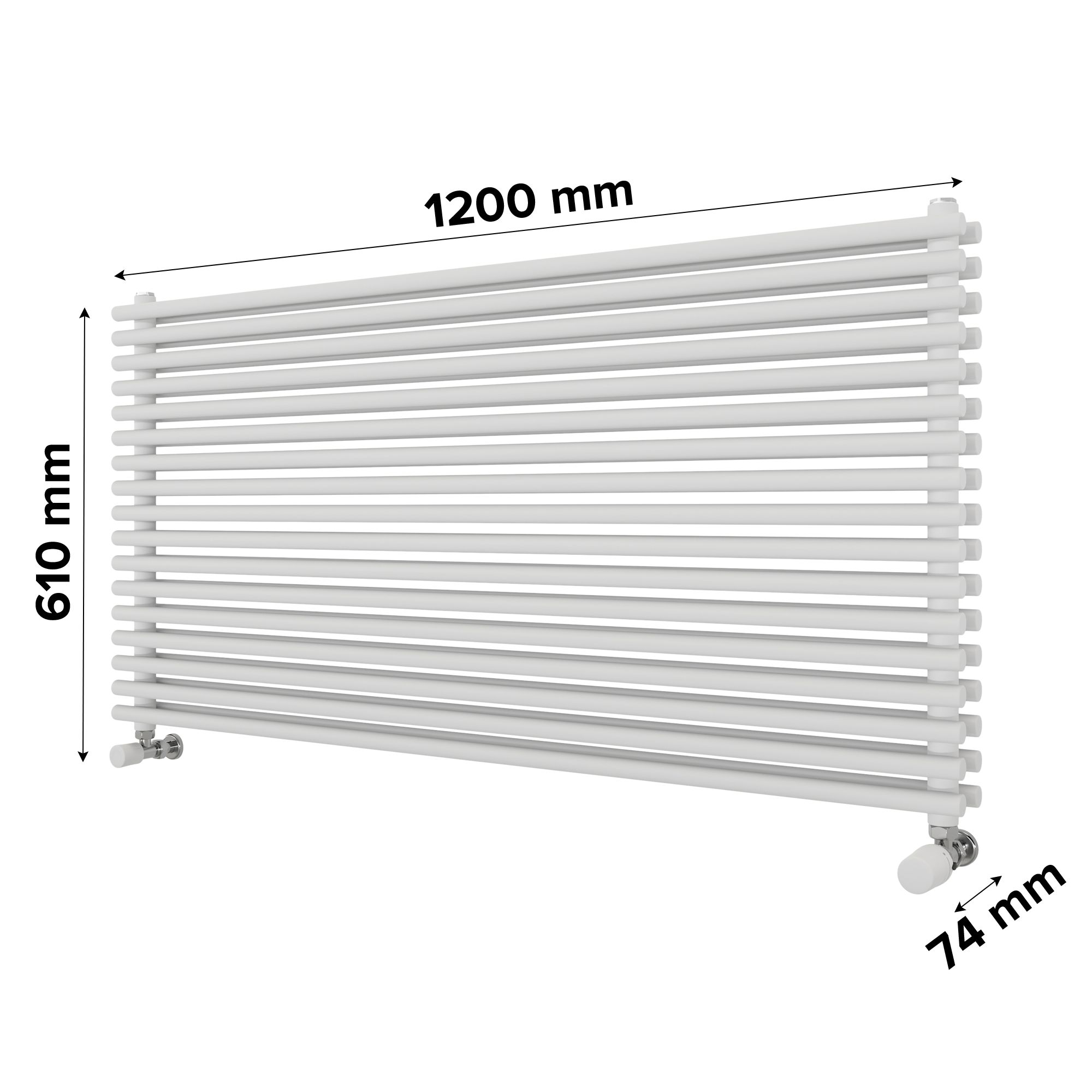 Ximax Gamba Duplex Satin white Horizontal Designer Radiator, (W)1200mm x (H)610mm