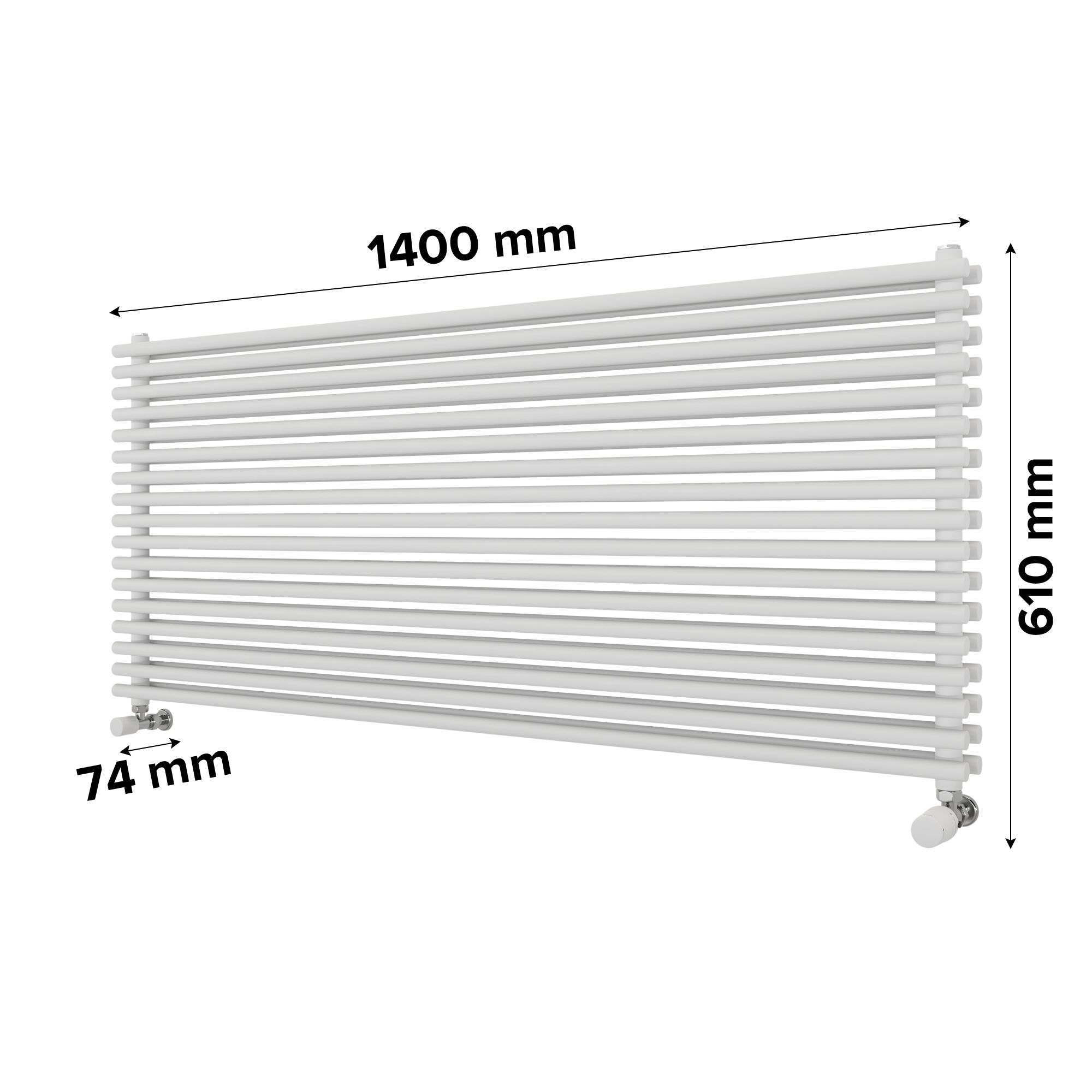Ximax Gamba Duplex Satin white Horizontal Designer Radiator, (W)1400mm x (H)610mm