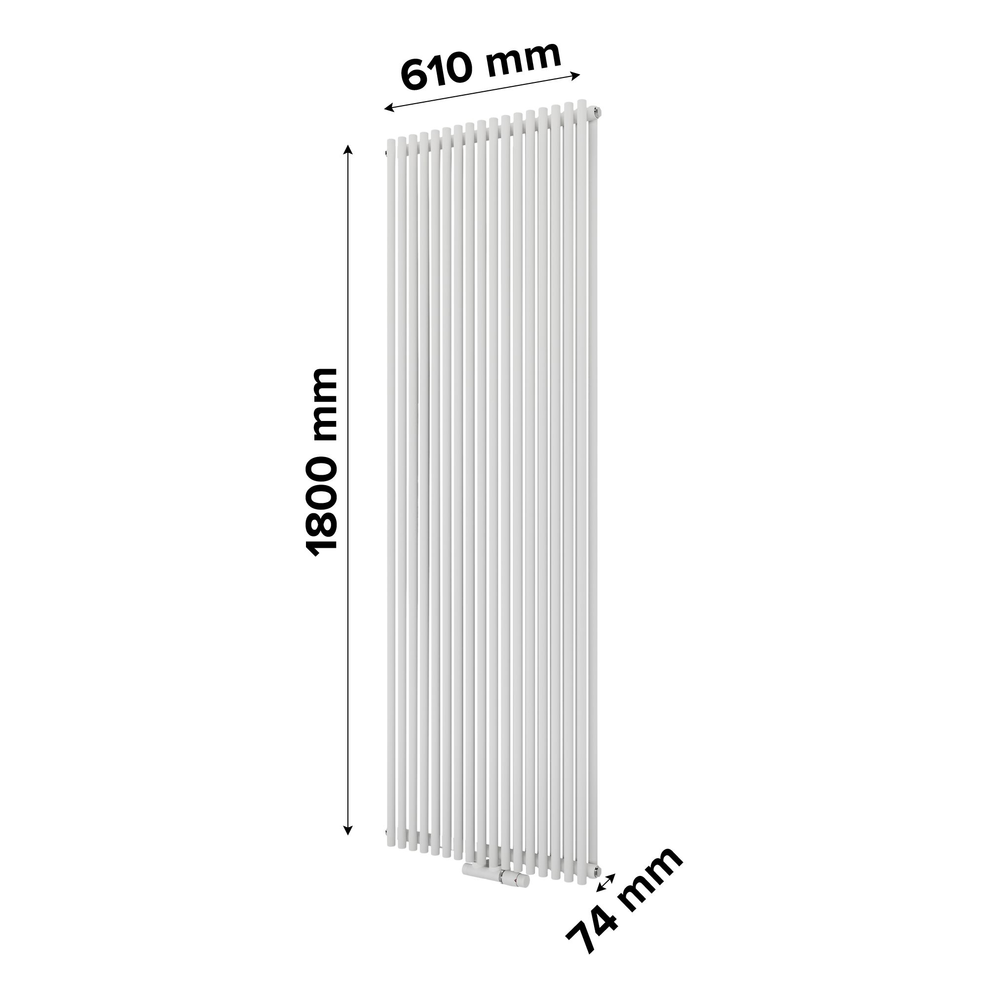 Ximax Gamba Duplex Satin white Vertical Designer Radiator, (W)610mm x (H)1800mm