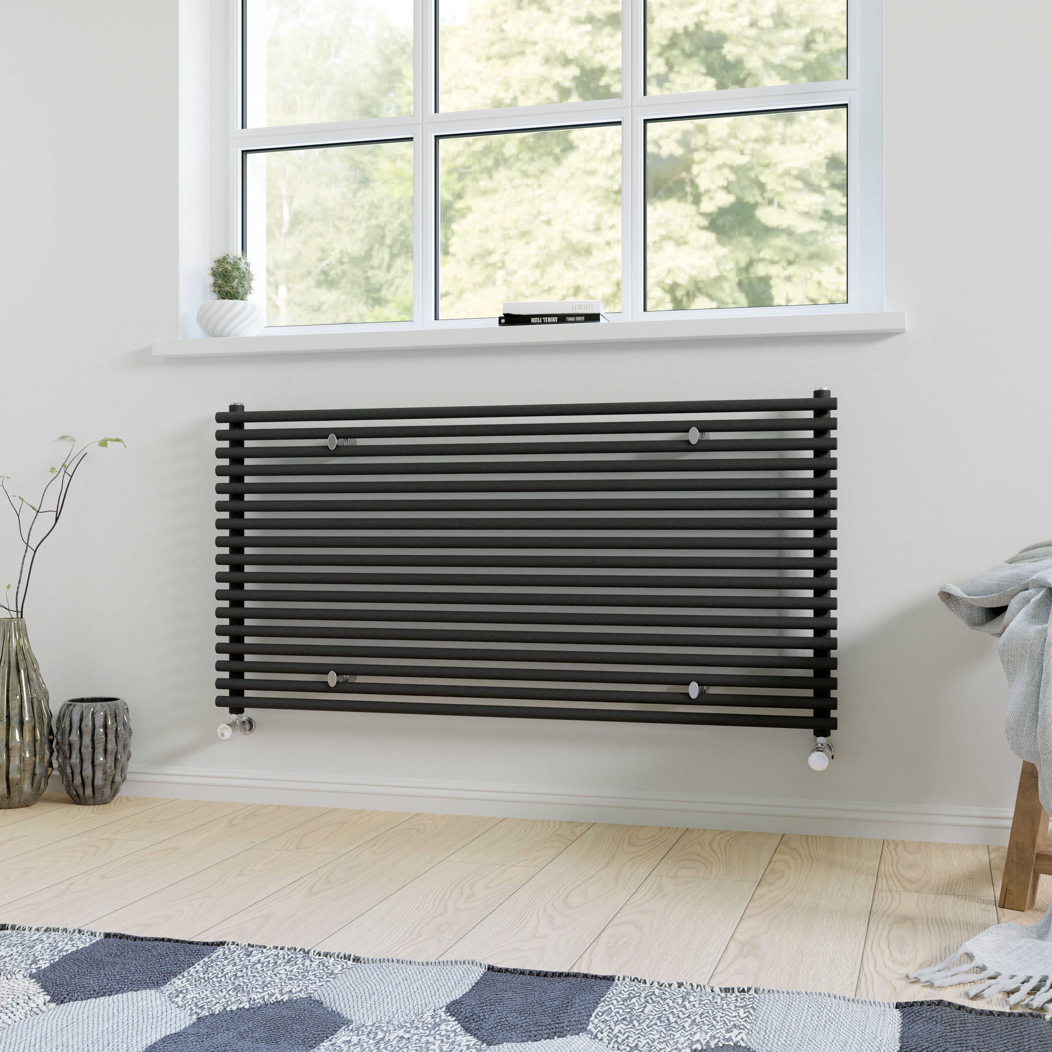 Ximax Gamba Matt anthracite Horizontal Designer Radiator, (W)1200mm x (H)610mm