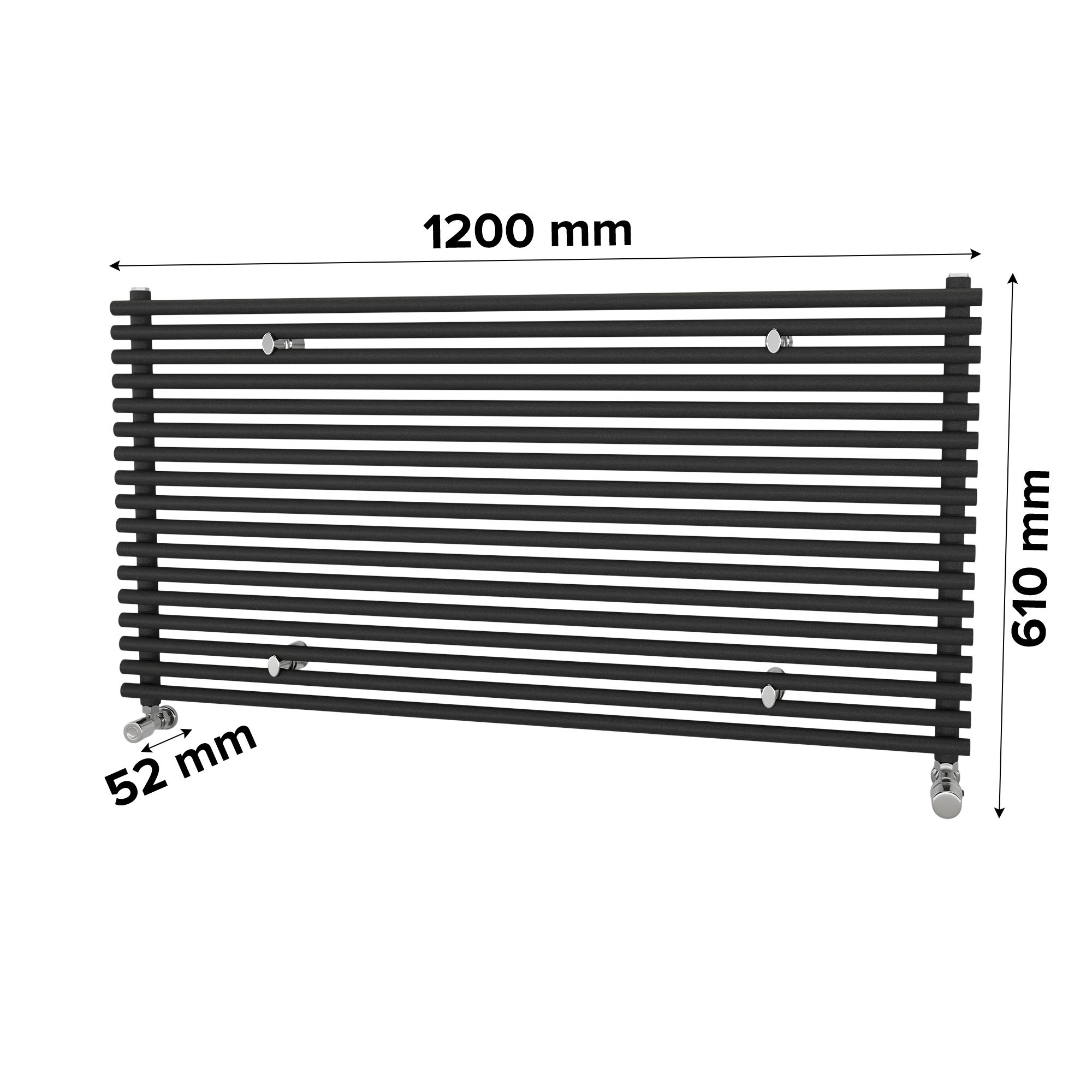 Ximax Gamba Matt anthracite Horizontal Designer Radiator, (W)1200mm x (H)610mm
