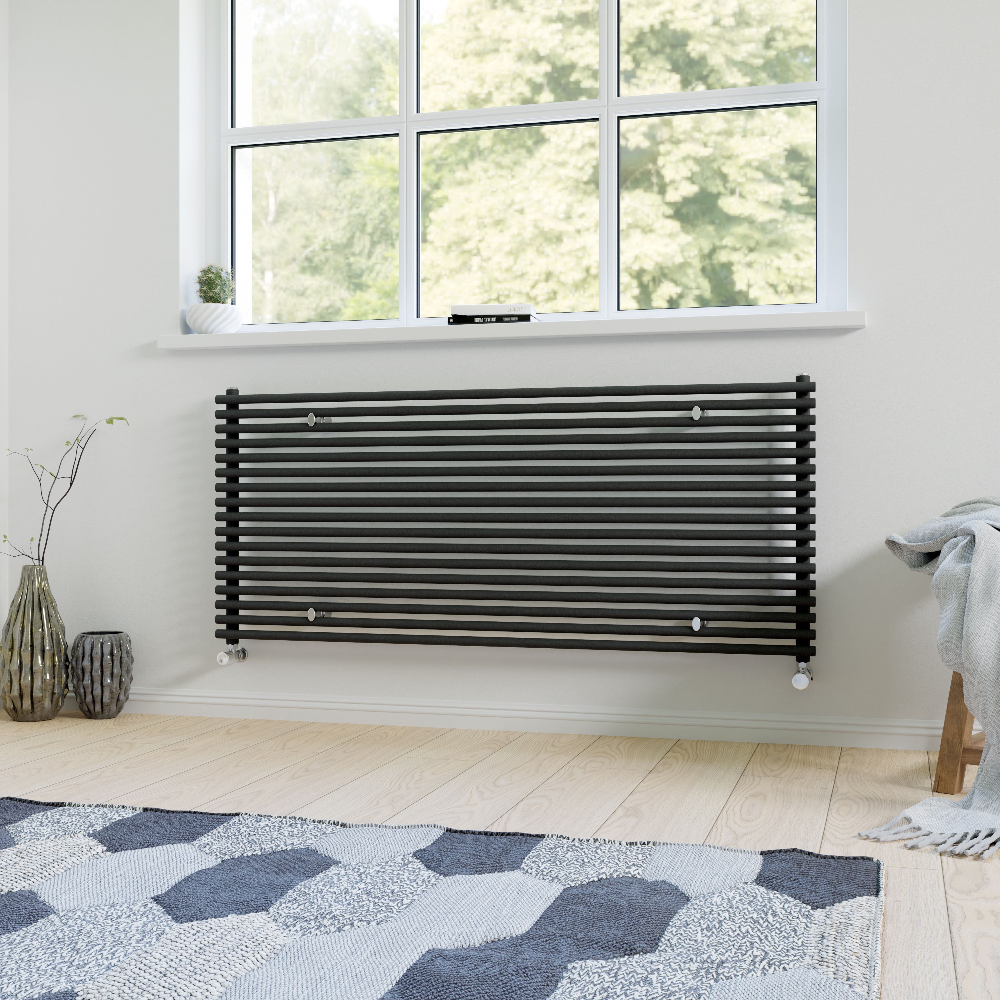Ximax Gamba Matt anthracite Horizontal Designer Radiator, (W)1400mm x (H)610mm