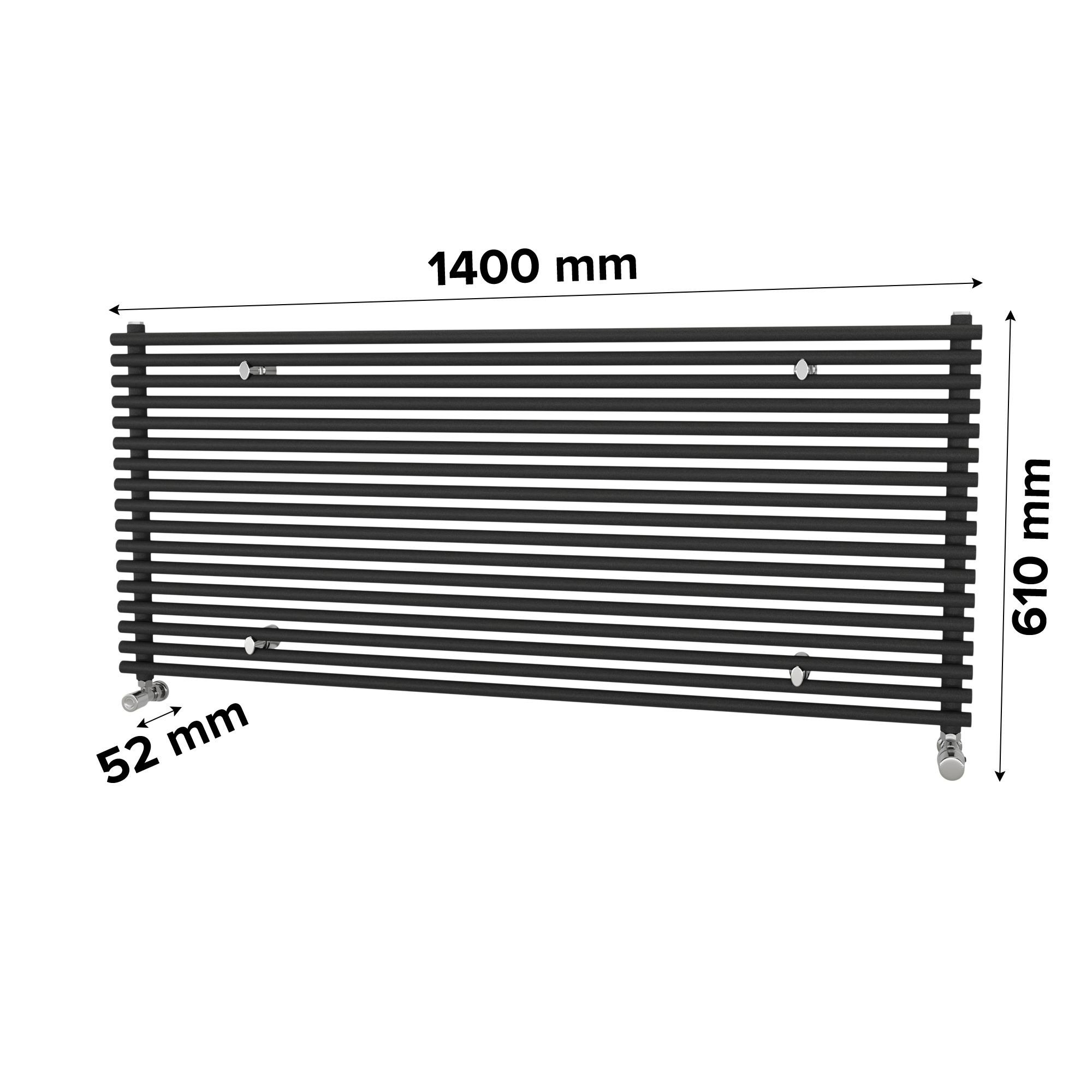 Ximax Gamba Matt anthracite Horizontal Designer Radiator, (W)1400mm x (H)610mm