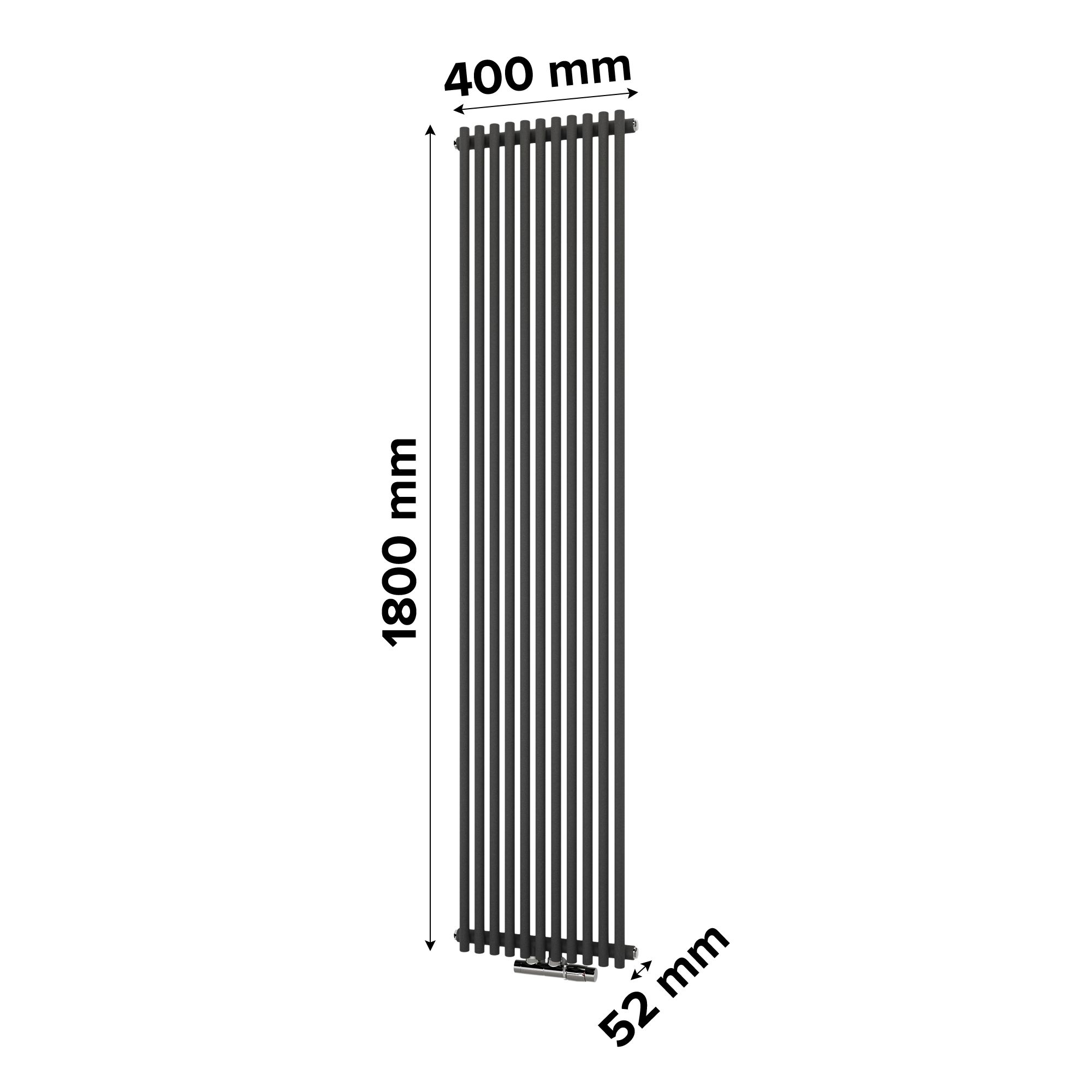 Ximax Gamba Matt anthracite Vertical Designer Radiator, (W)400mm x (H)1800mm