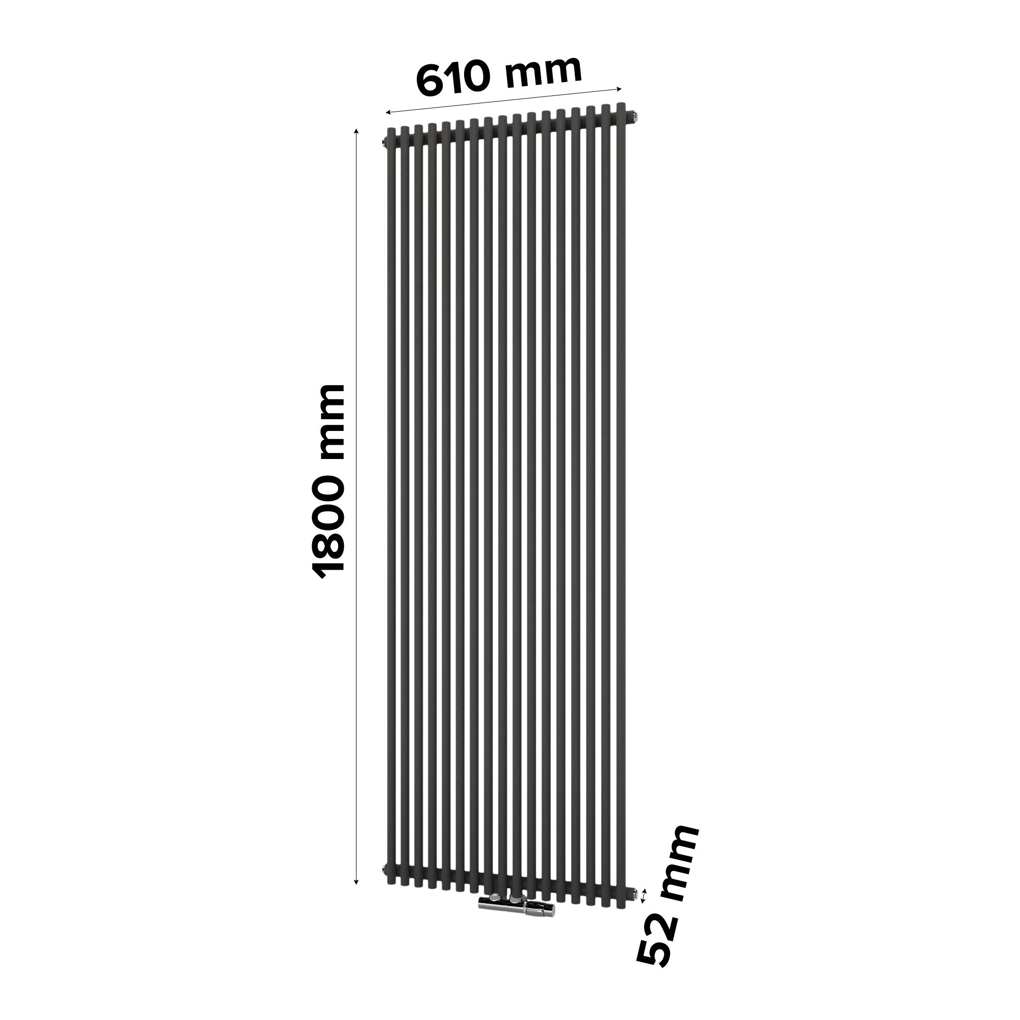 Ximax Gamba Matt anthracite Vertical Designer Radiator, (W)610mm x (H)1800mm