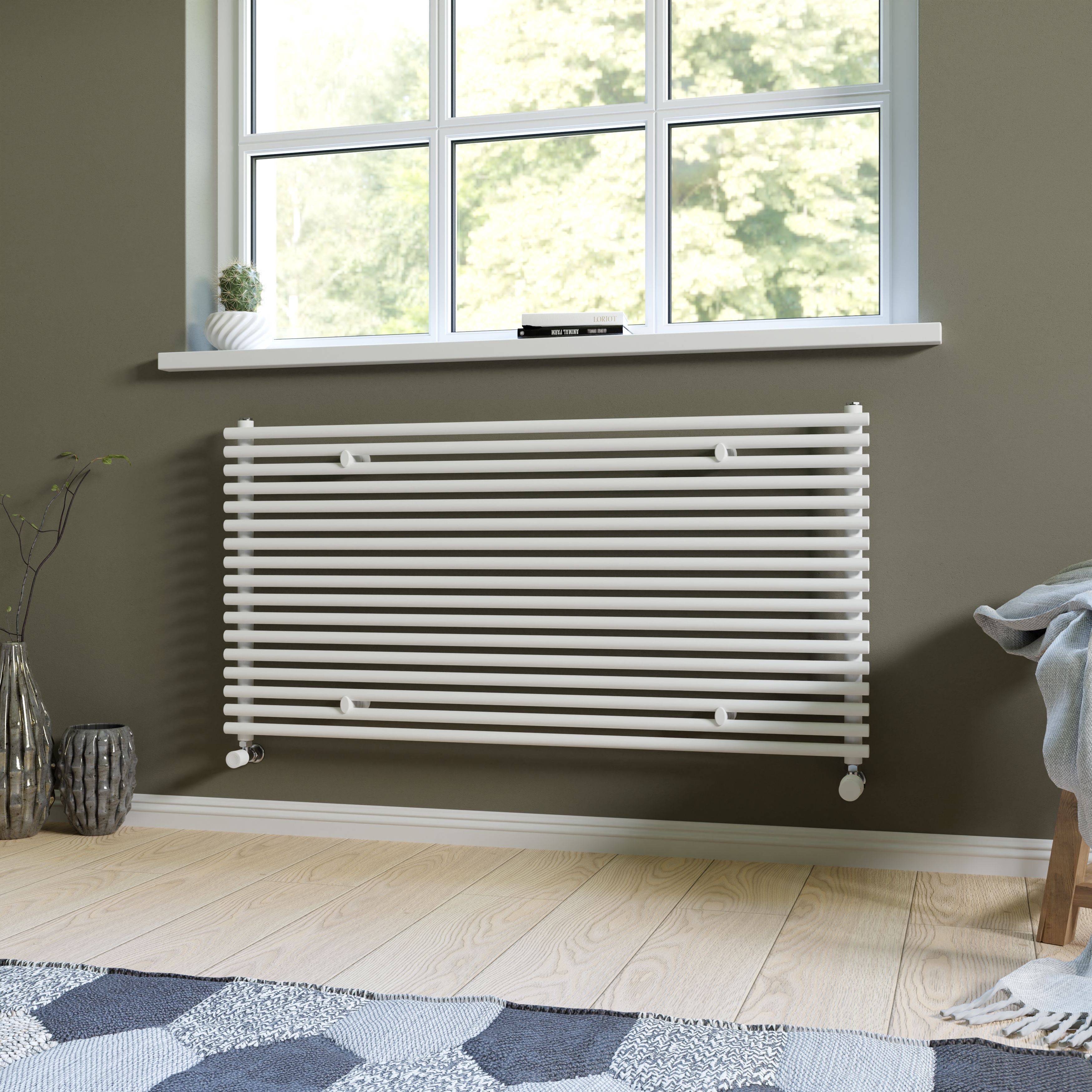 Ximax Gamba Satin white Horizontal Designer Radiator, (W)1200mm x (H)610mm