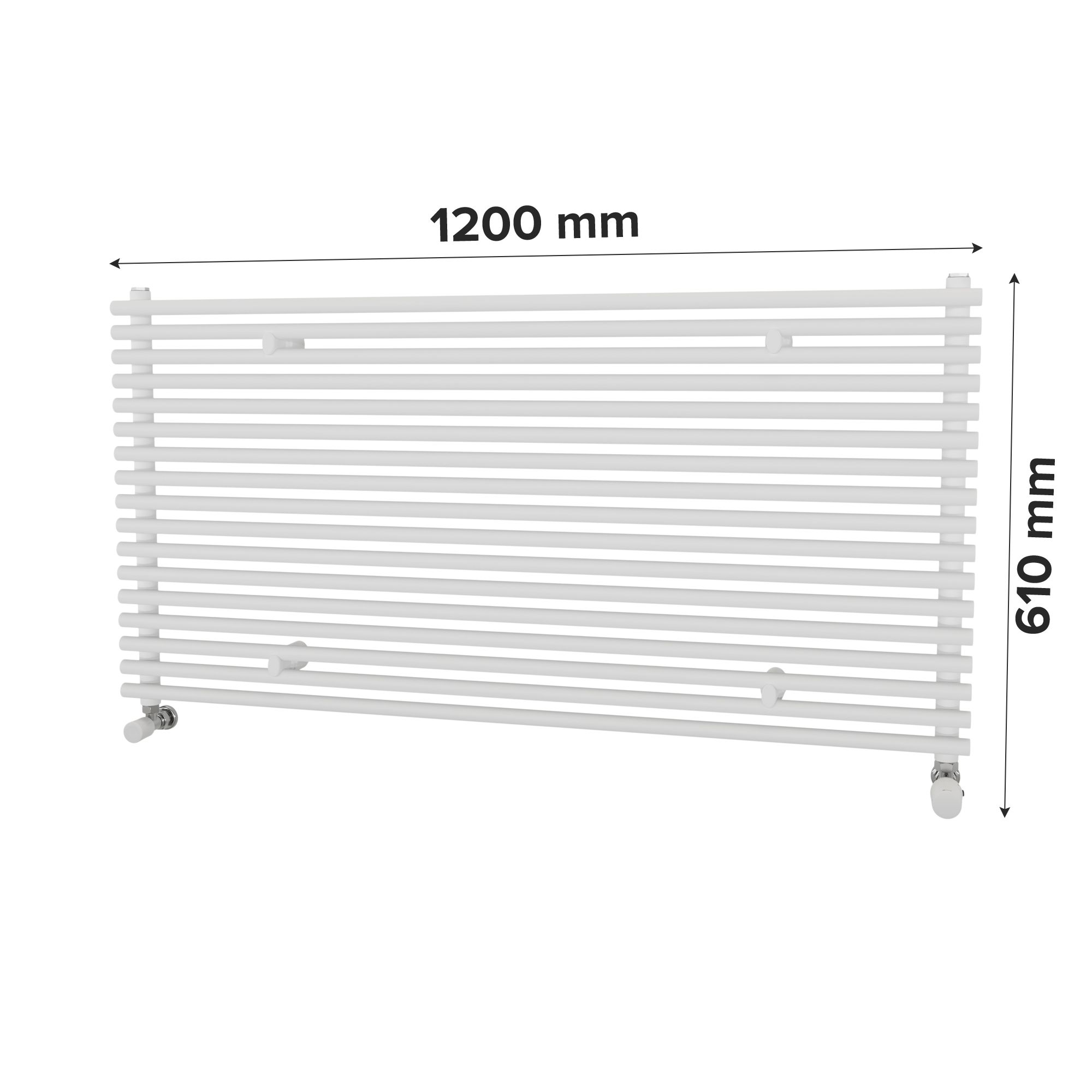 Ximax Gamba Satin white Horizontal Designer Radiator, (W)1200mm x (H)610mm