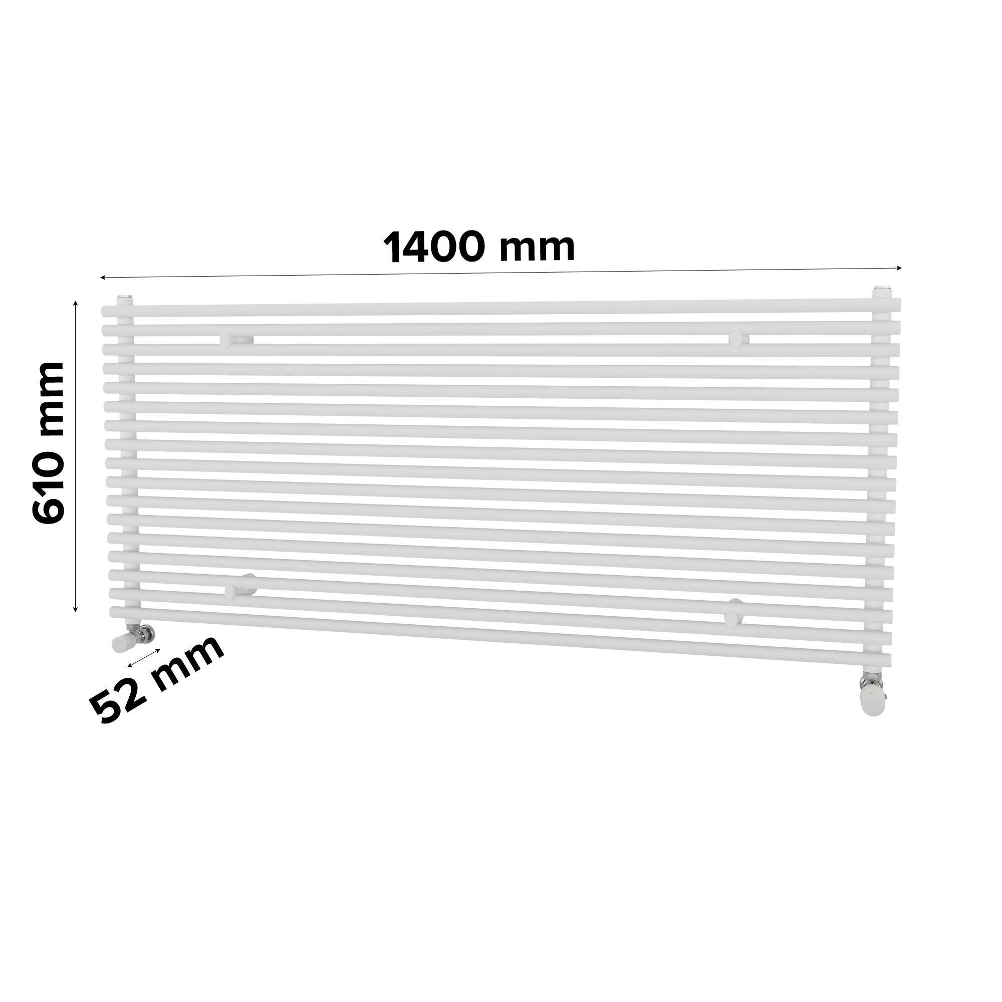 Ximax Gamba Satin white Horizontal Designer Radiator, (W)1400mm x (H)610mm