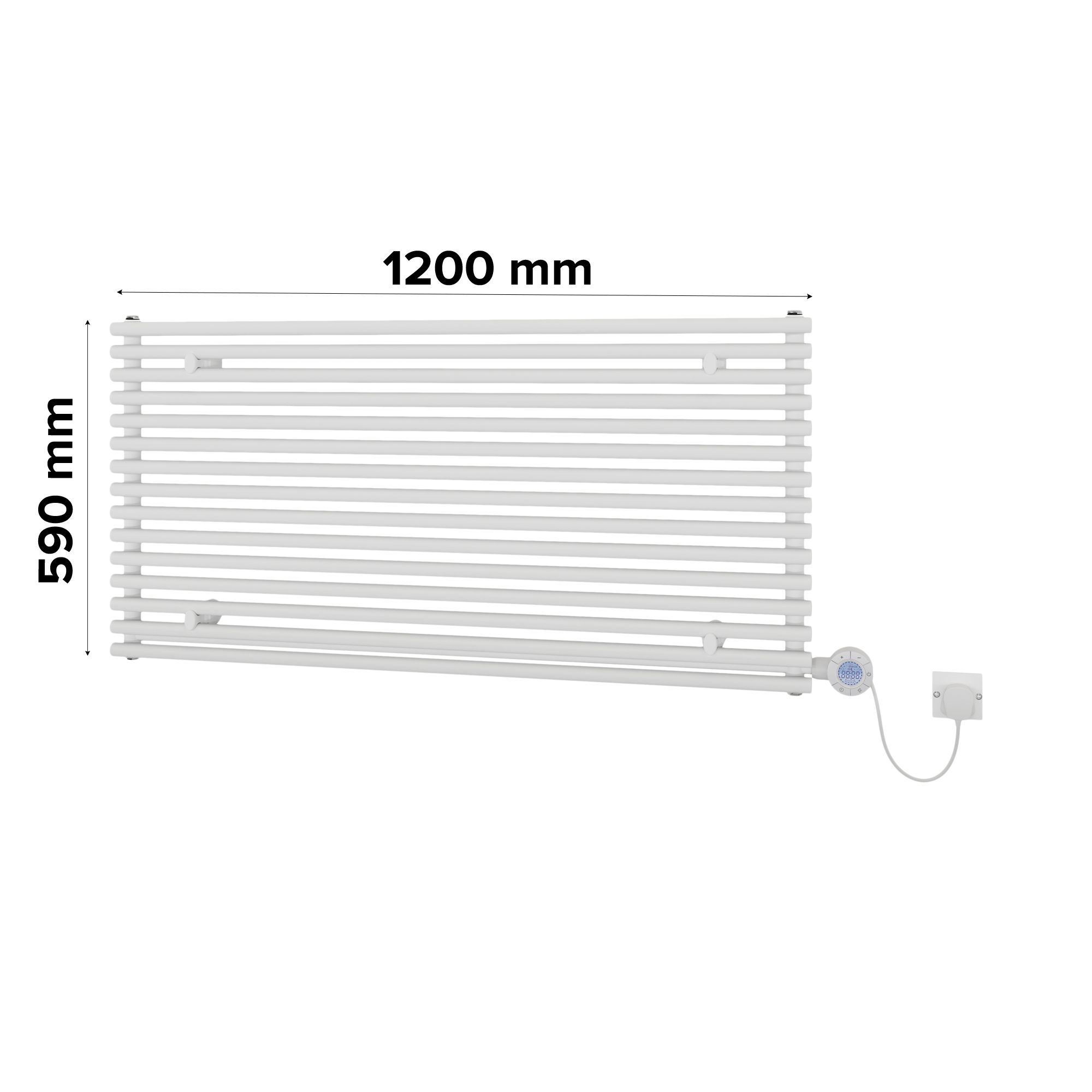 Ximax Gamba Satin white Horizontal Electric designer Radiator, (W)1200mm x (H)590mm