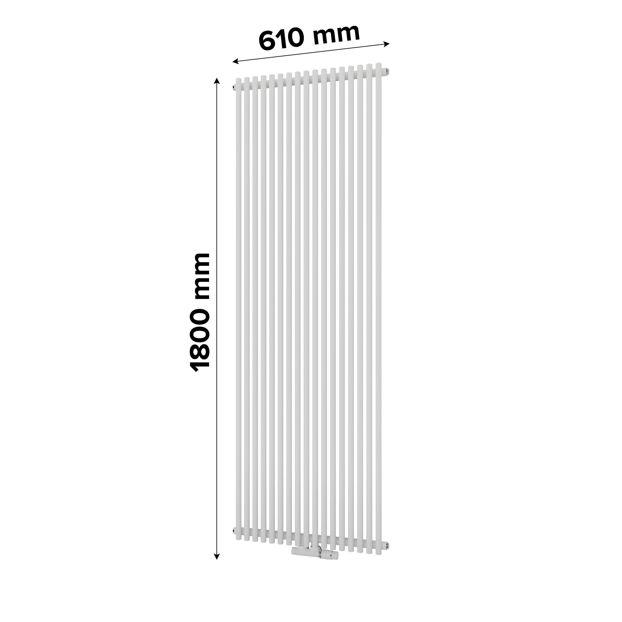 Ximax Gamba Satin white Vertical Designer Radiator, (W)610mm x (H)1800mm