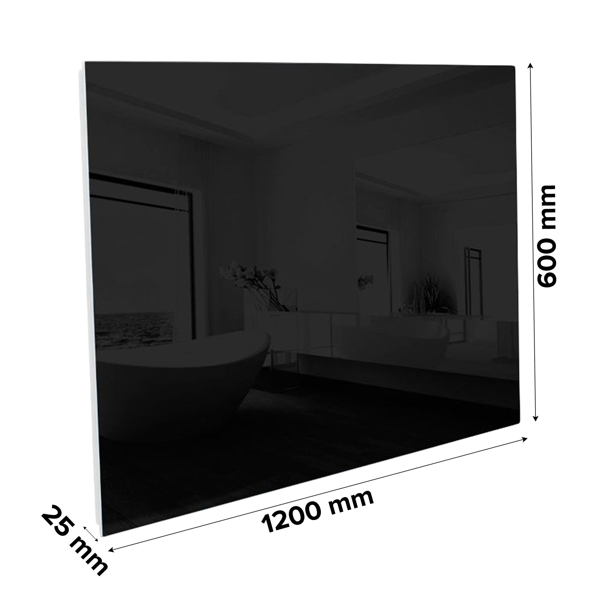 Ximax Infrared glass Black Horizontal or vertical Designer Radiator, (W)1200mm x (H)600mm