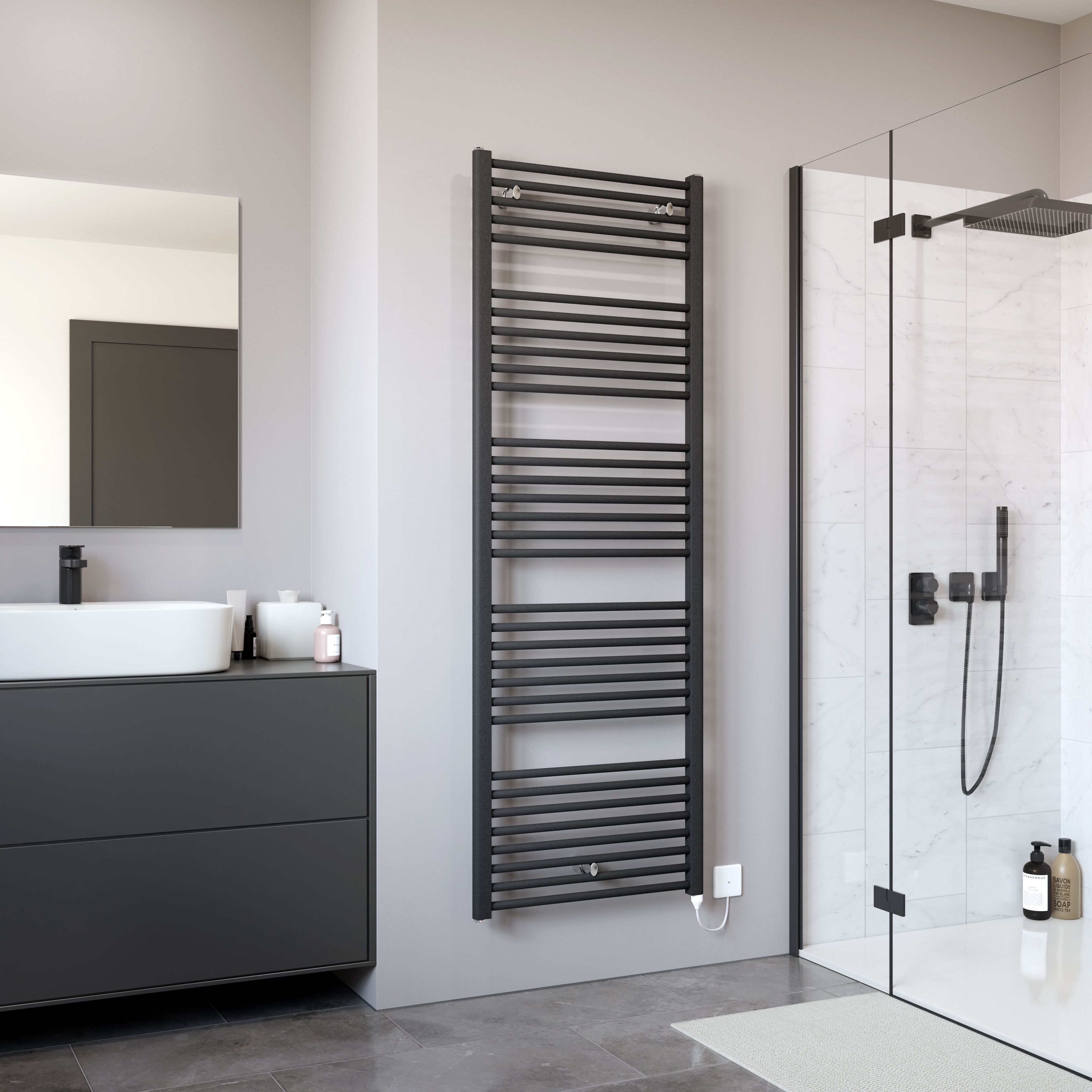 Ximax Joker Matt anthracite Vertical Electric designer Radiator, (W)600mm x (H)1728mm