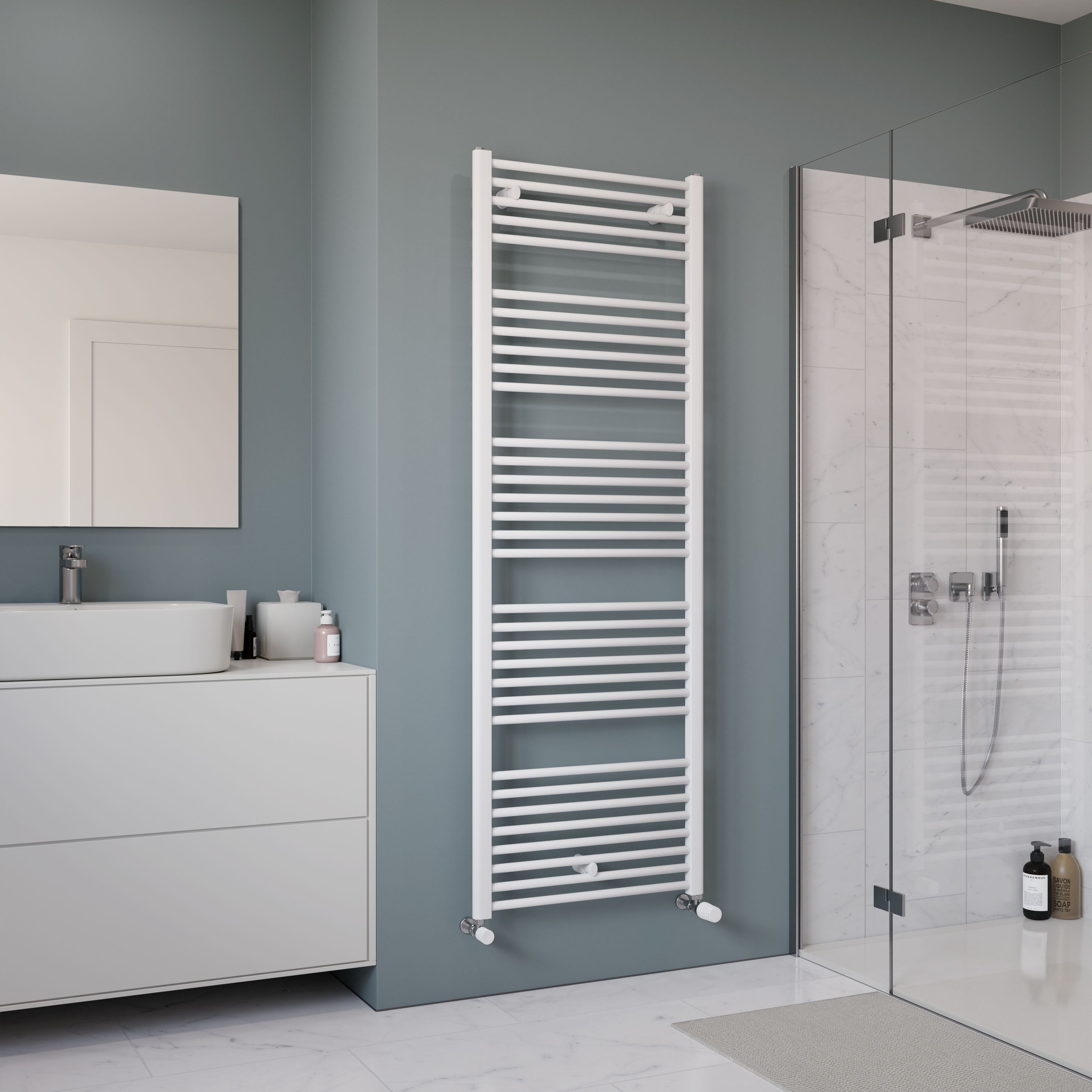 Ximax Joker Satin white Vertical Designer Radiator, (W)600mm x (H)1728mm