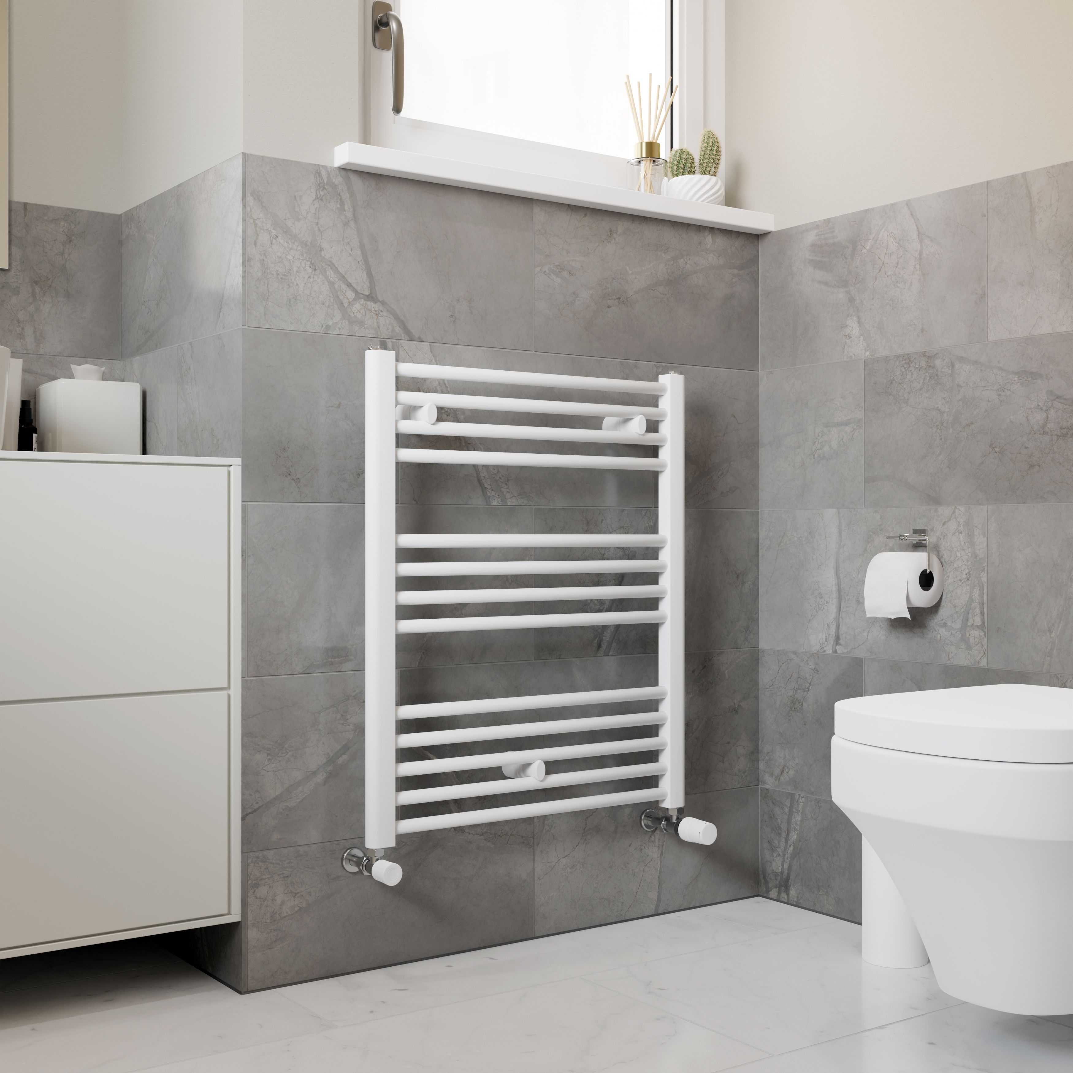 Ximax Joker Satin white Vertical Designer Radiator, (W)600mm x (H)720mm